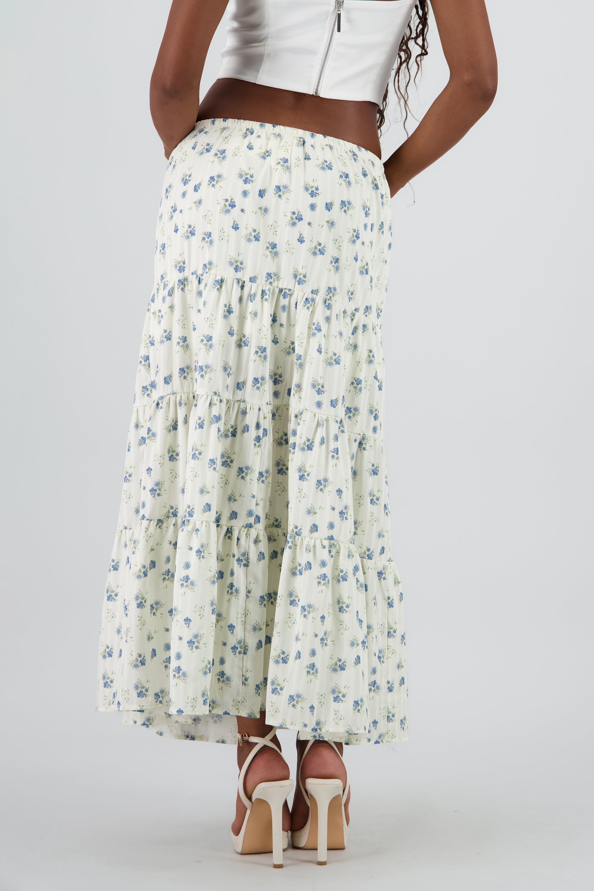 Falda maxi flores AZUL COMBO
