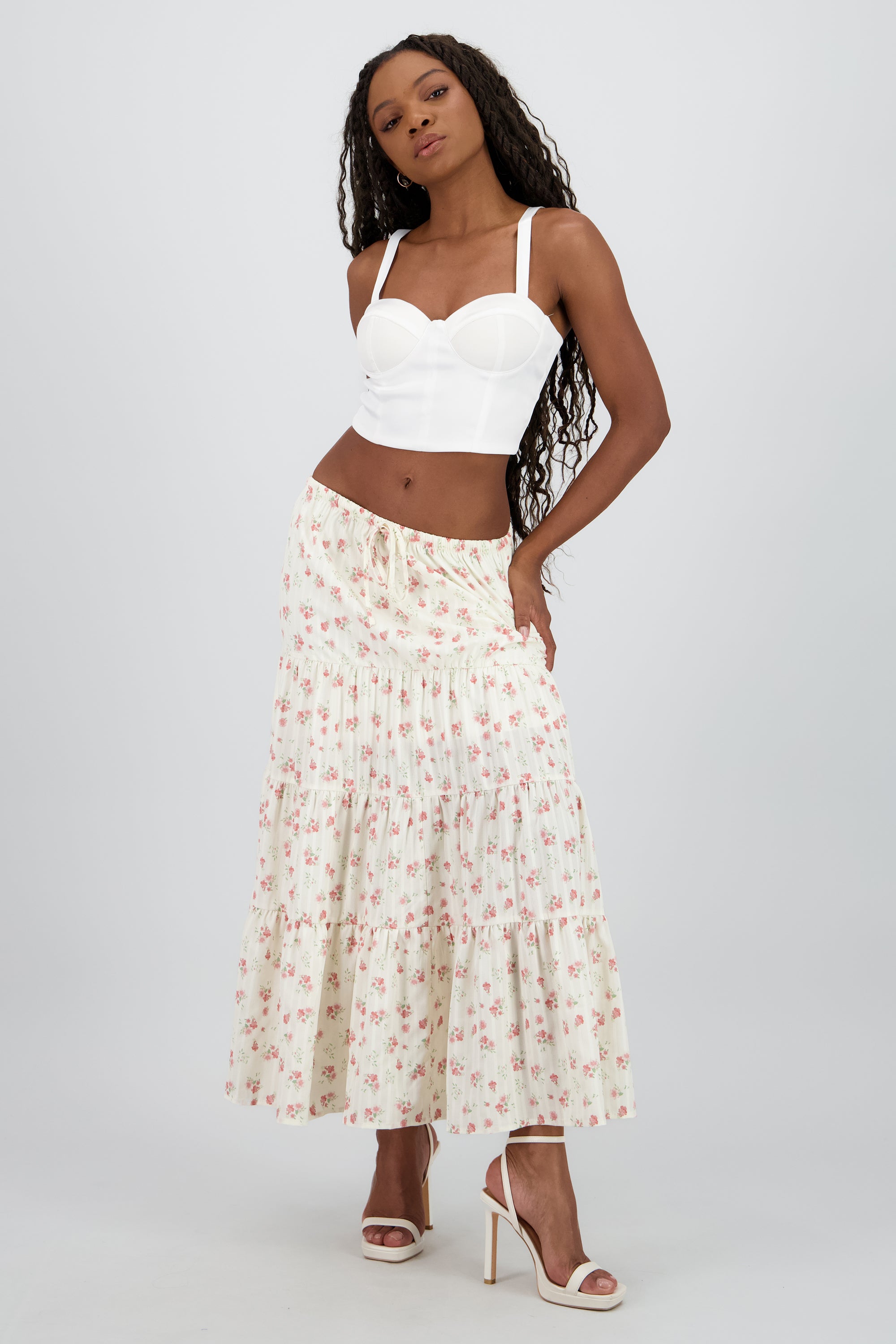Falda maxi flores ROSA COMBO