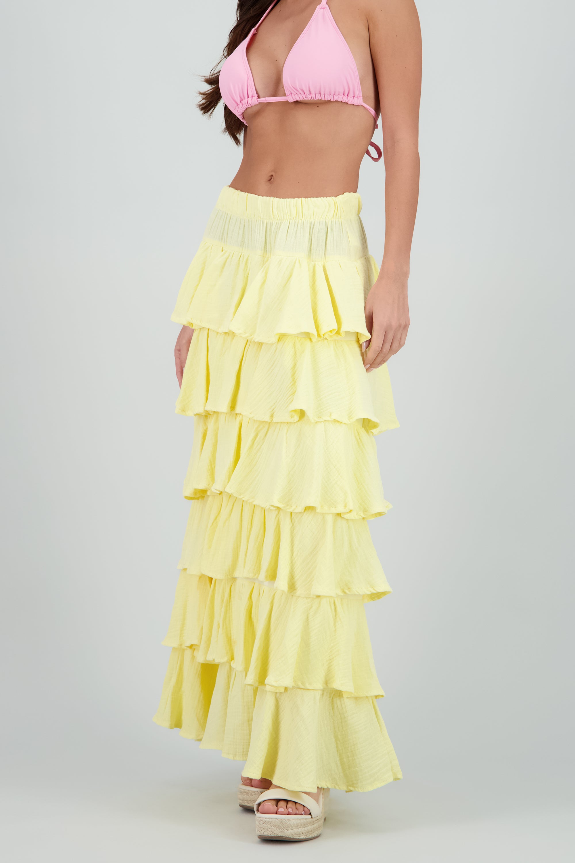 Falda maxi olanes ligera AMARILLO PASTEL