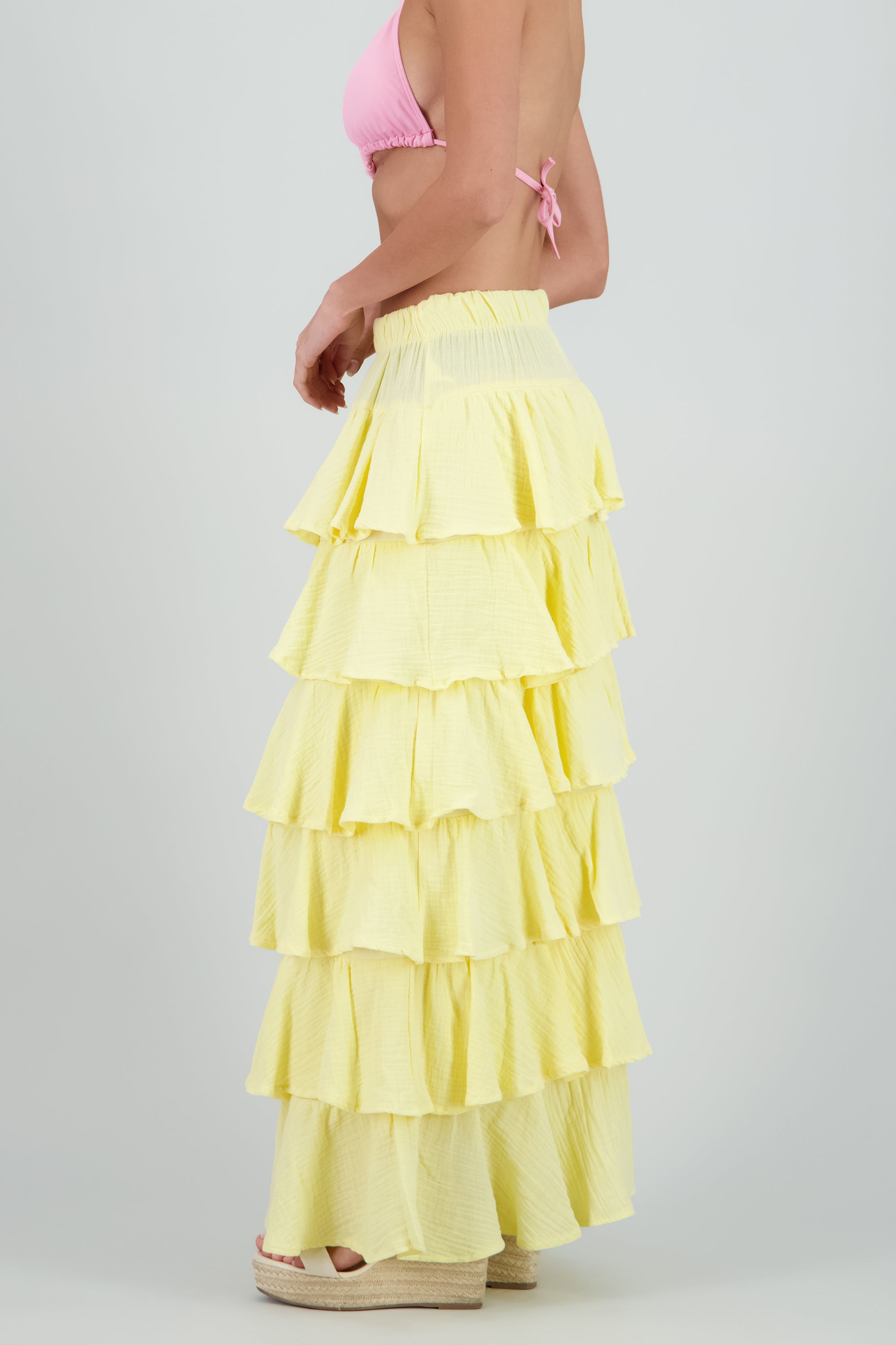 Falda maxi olanes ligera AMARILLO PASTEL