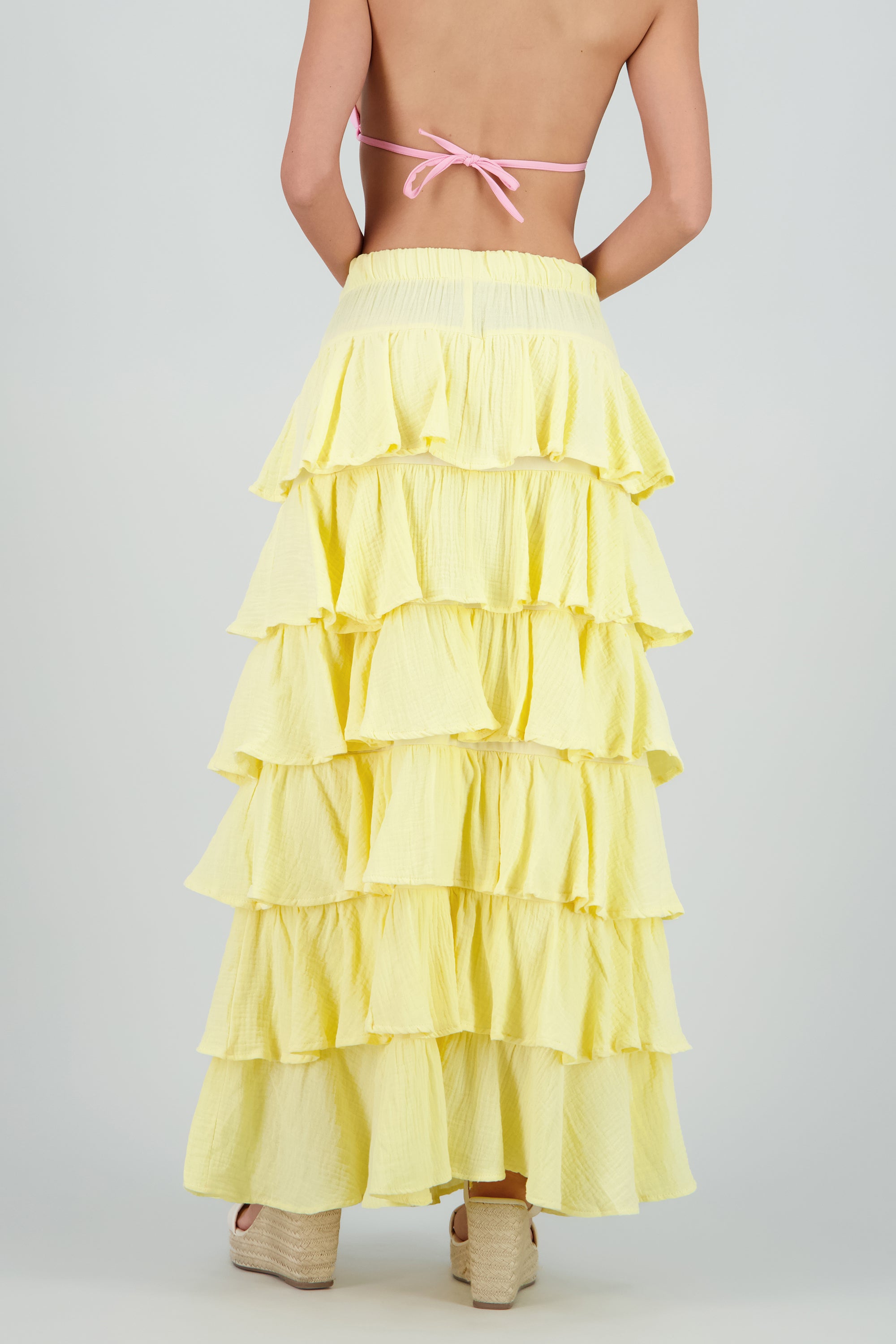 Falda maxi olanes ligera AMARILLO PASTEL