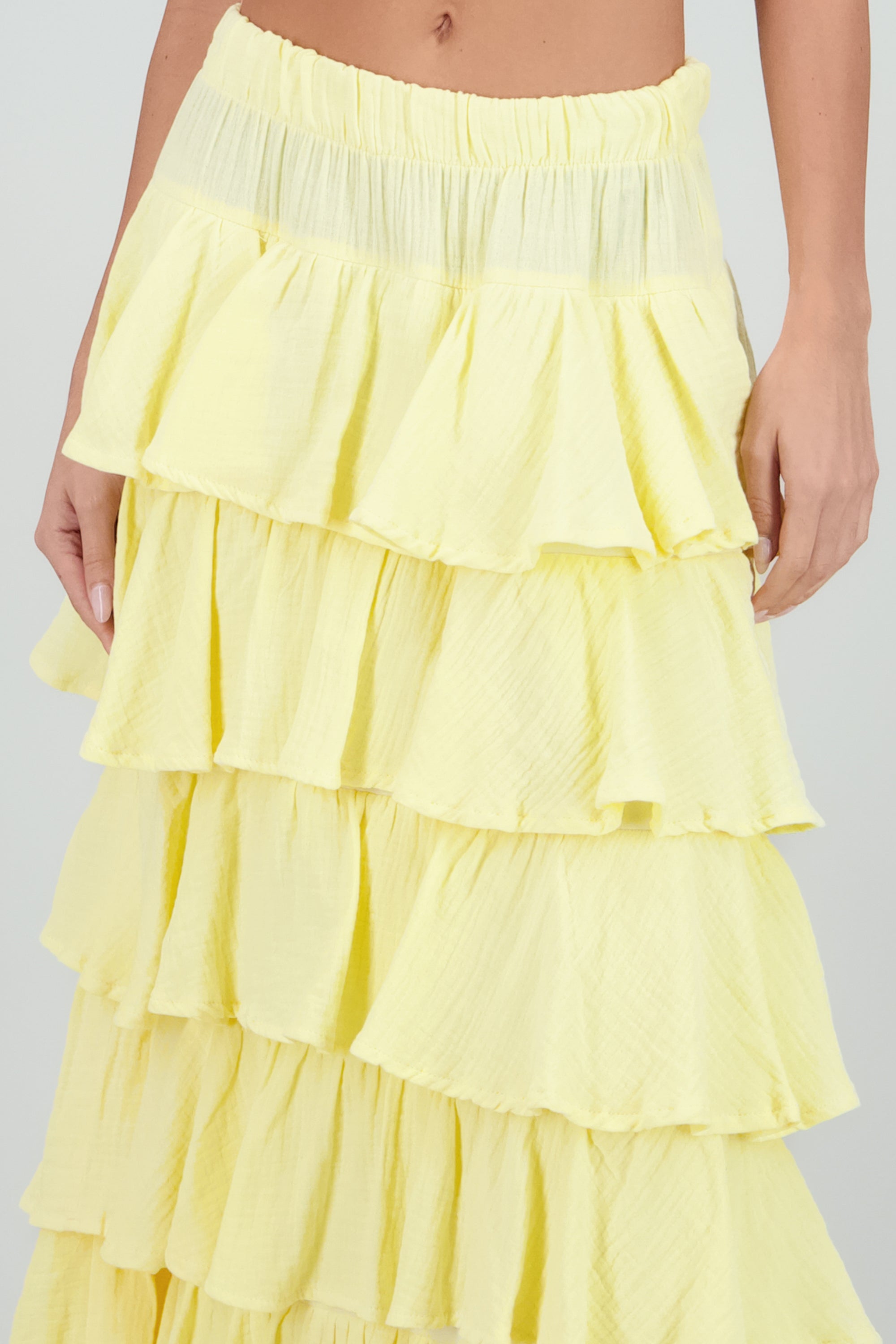 Falda maxi olanes ligera AMARILLO PASTEL