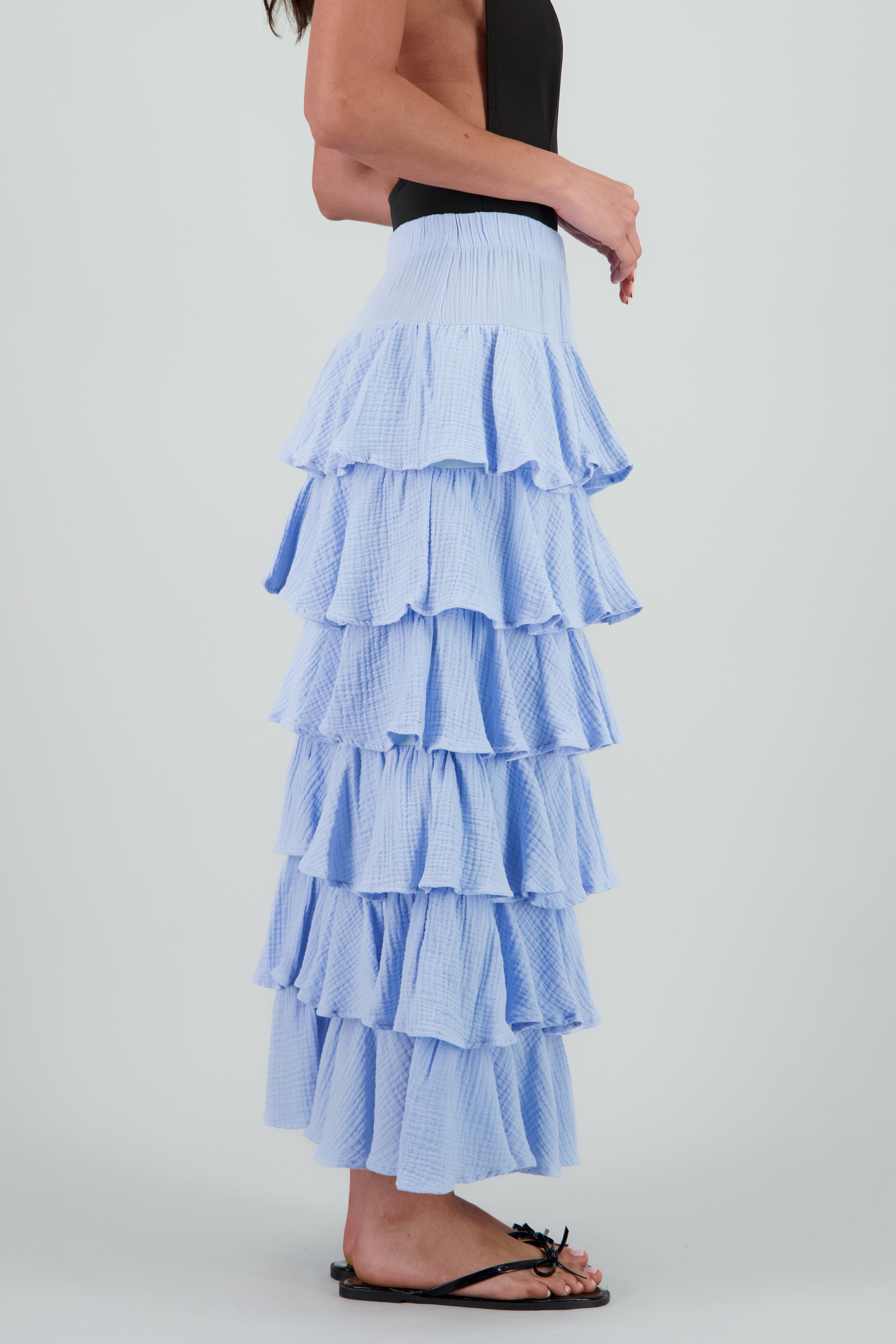 Falda maxi olanes ligera AZUL PASTEL