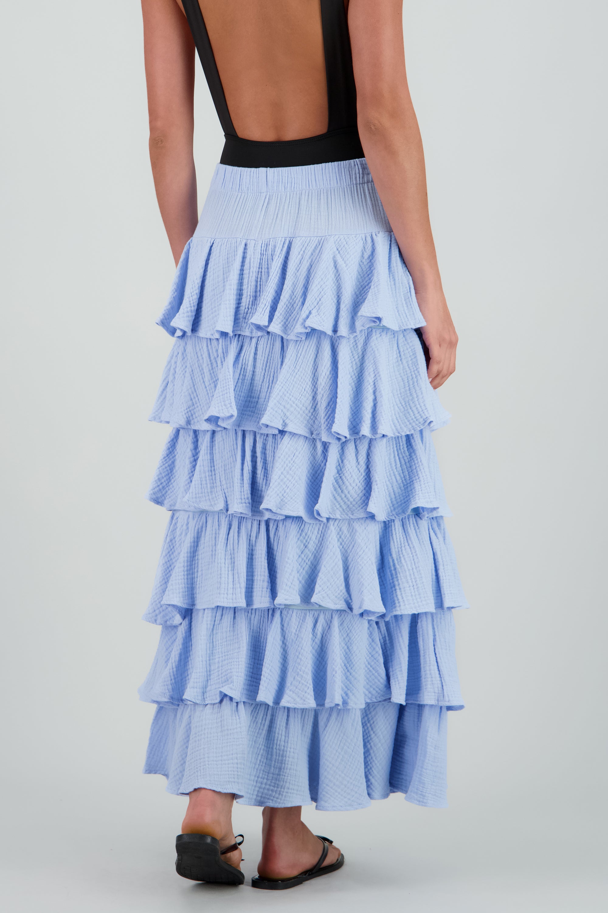 Falda maxi olanes ligera AZUL PASTEL