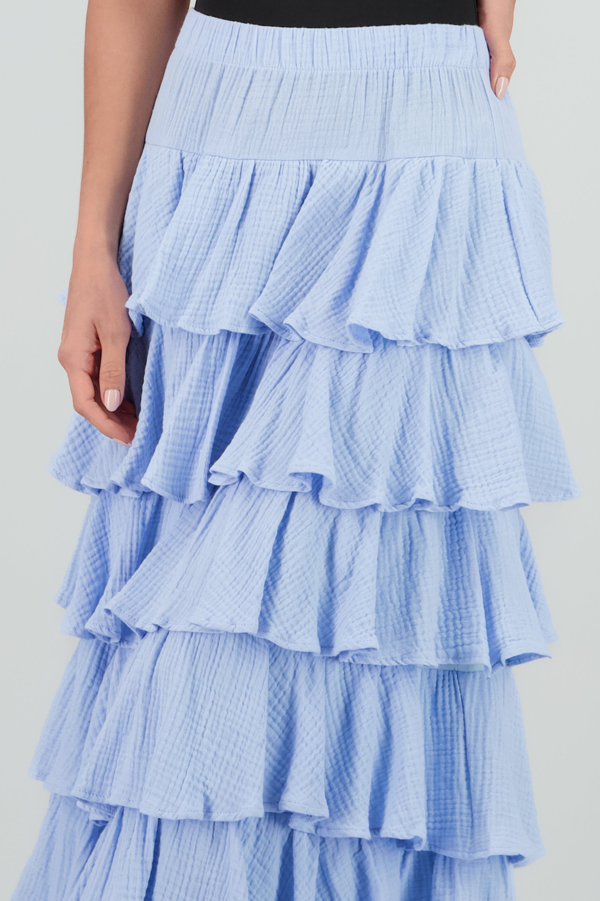 Falda maxi olanes ligera AZUL PASTEL
