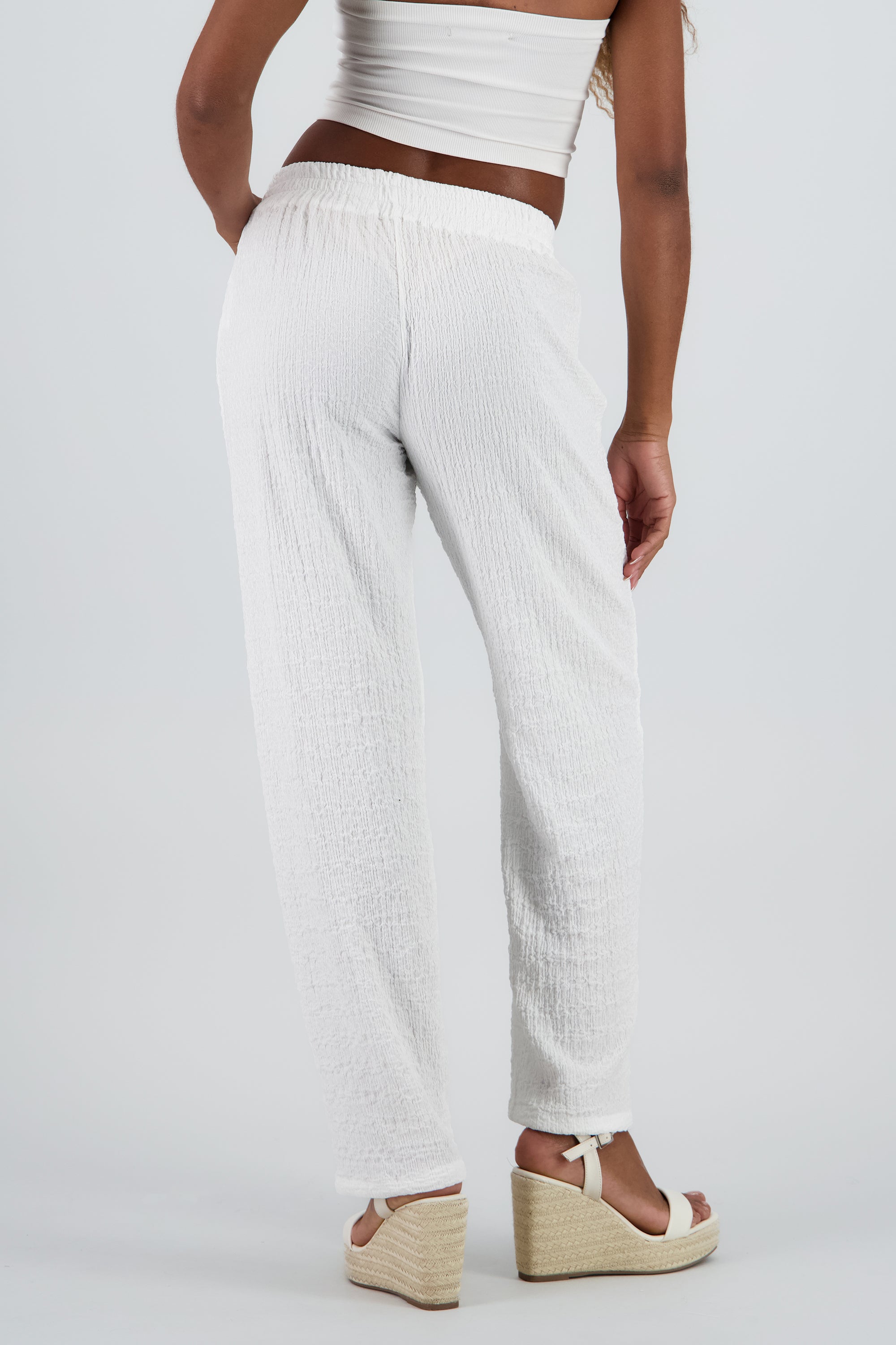 Pantalon ligero recto textura BLANCO