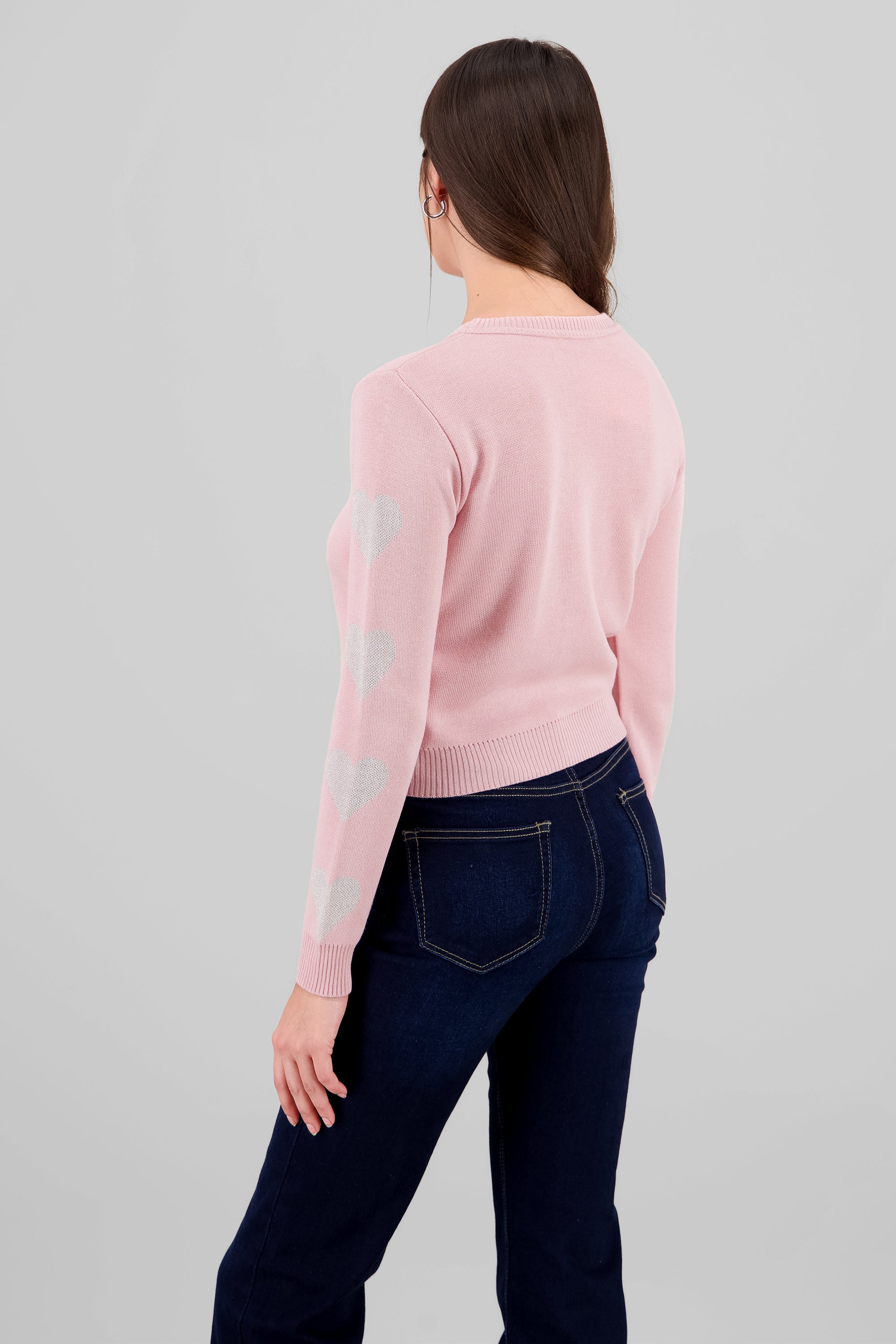 Sueter detalle mangas corazones ROSA PASTEL