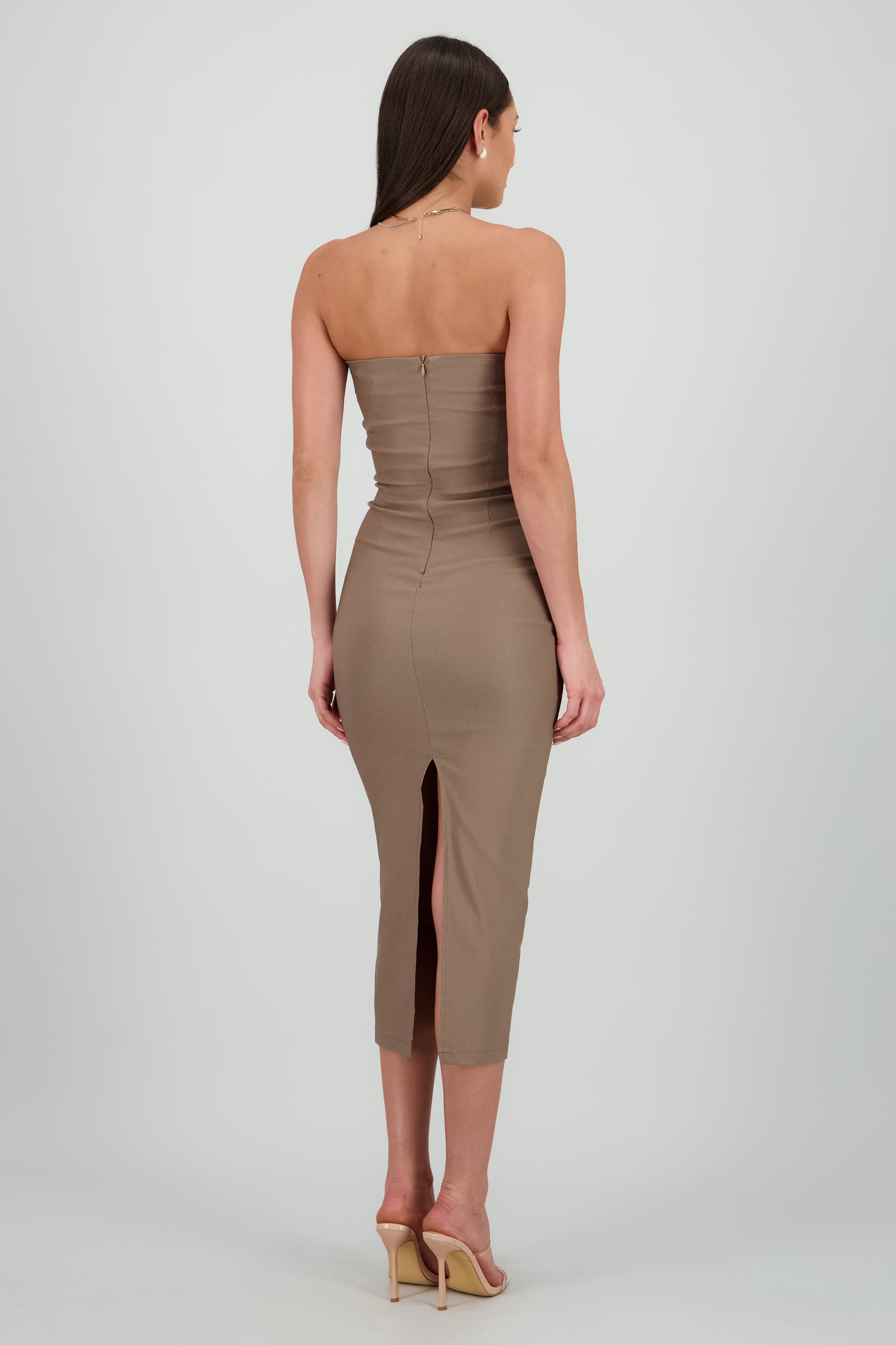 Vestido maxi strapless drapeado hypsters CAFE