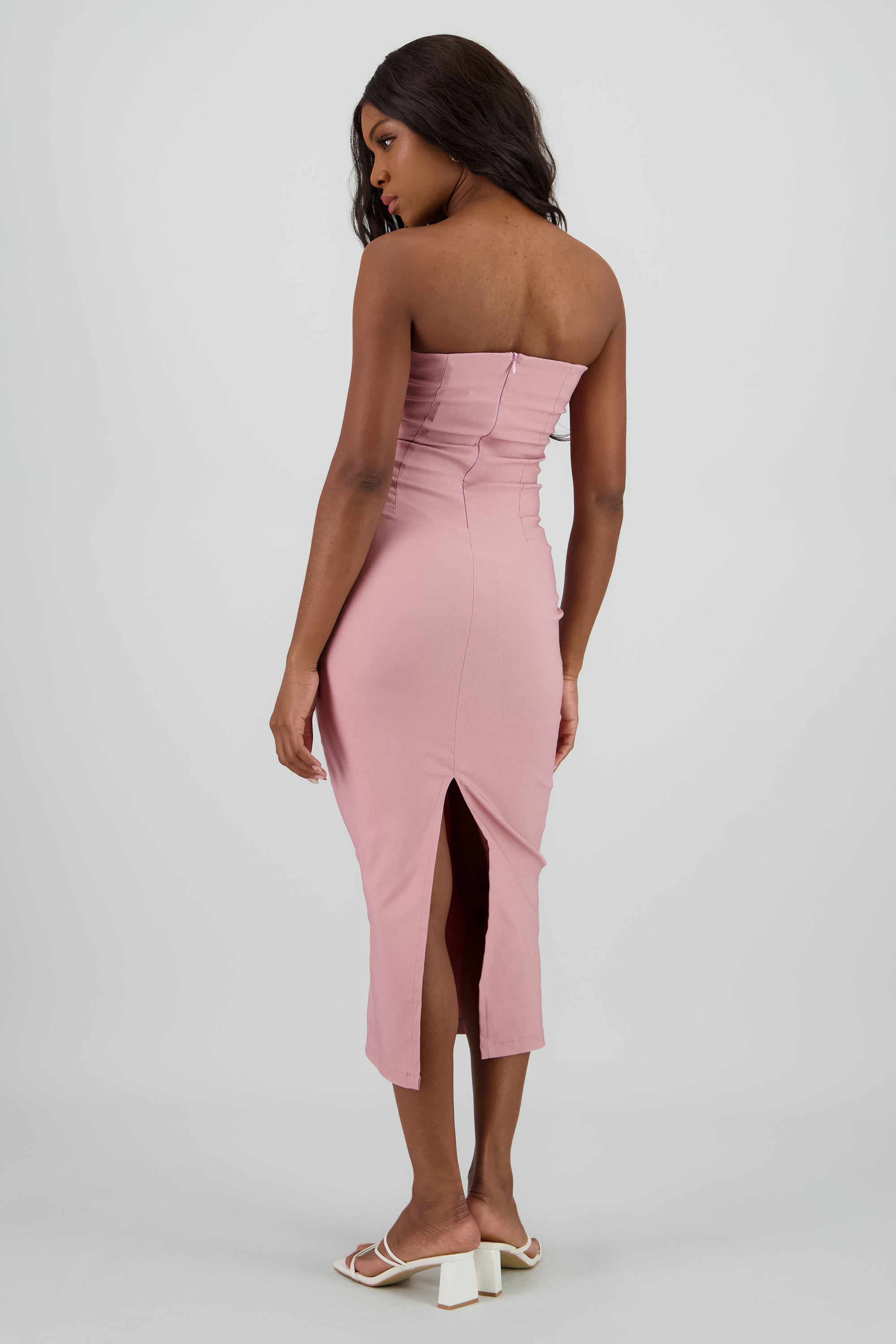 Vestido maxi strapless drapeado hypsters PALO DE ROSA