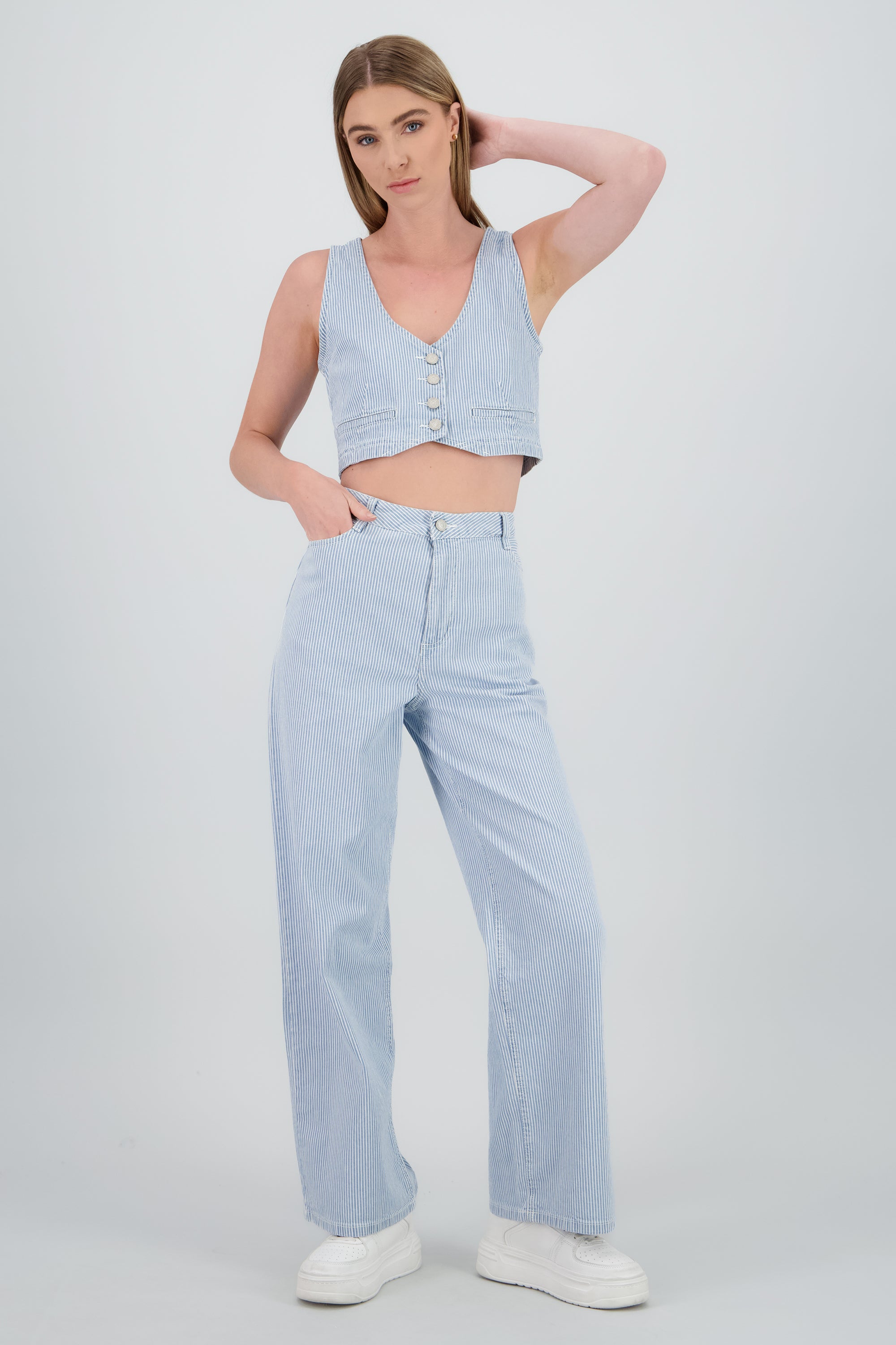 Jeans straight rayas BLEACHED