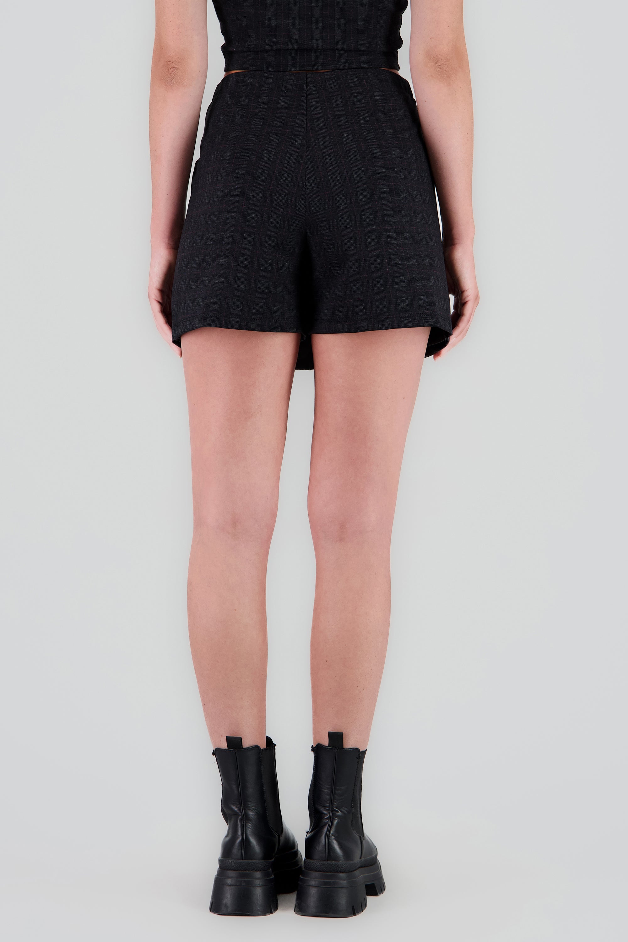 Falda mini detalle doble hevilla GRIS COMBO