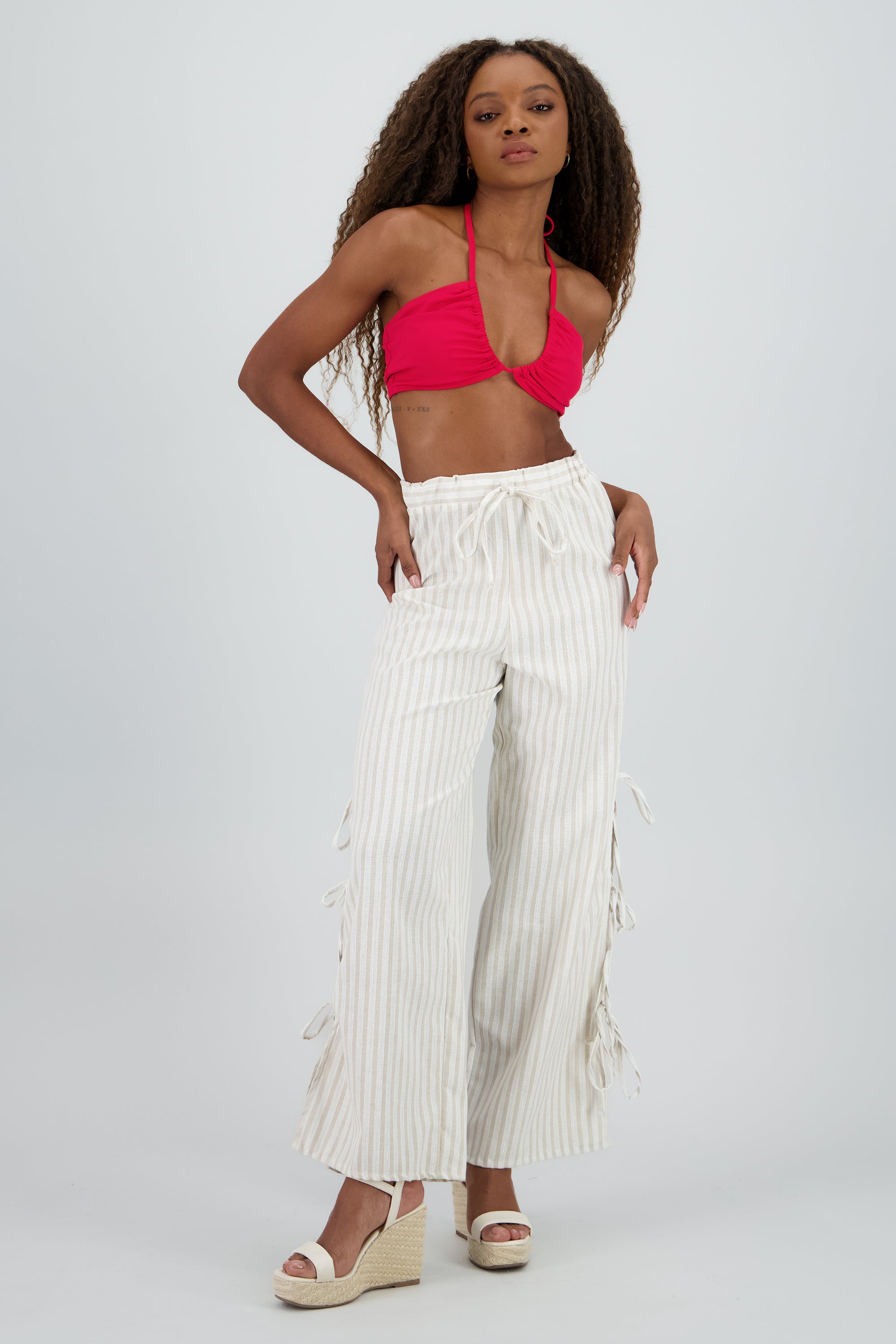 Pantalon fluido rayas BLANCO COMBO
