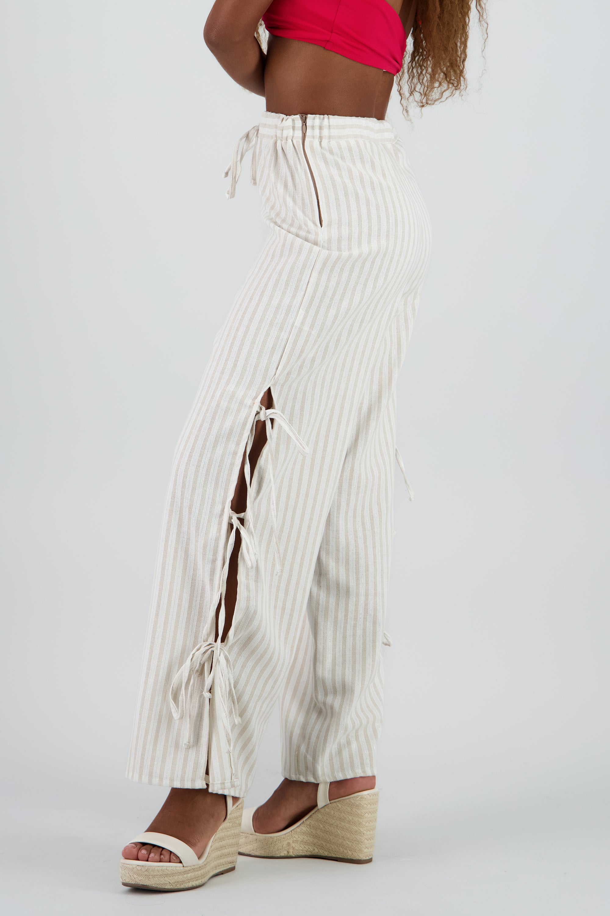 Pantalon fluido rayas BLANCO COMBO