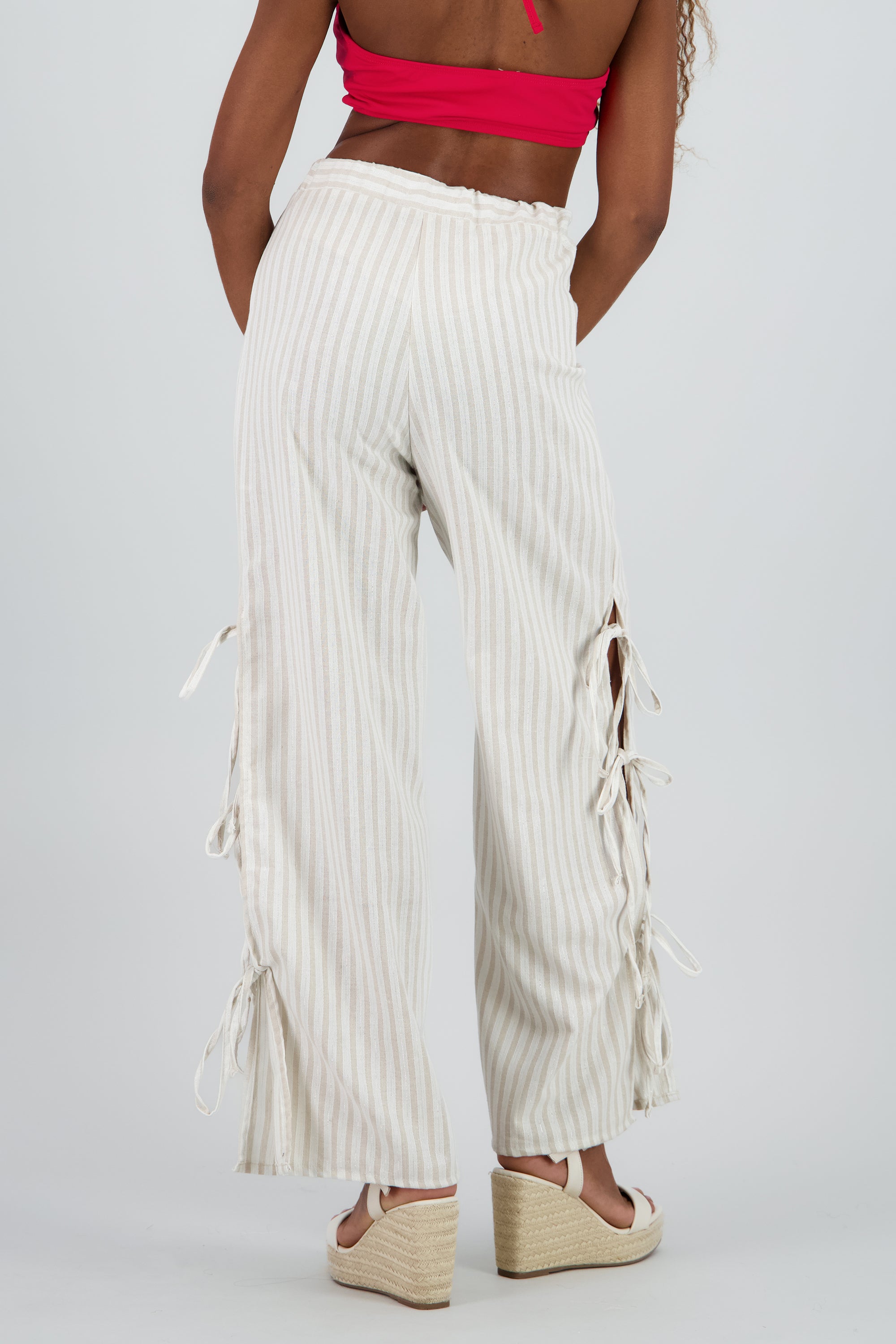 Pantalon fluido rayas BLANCO COMBO