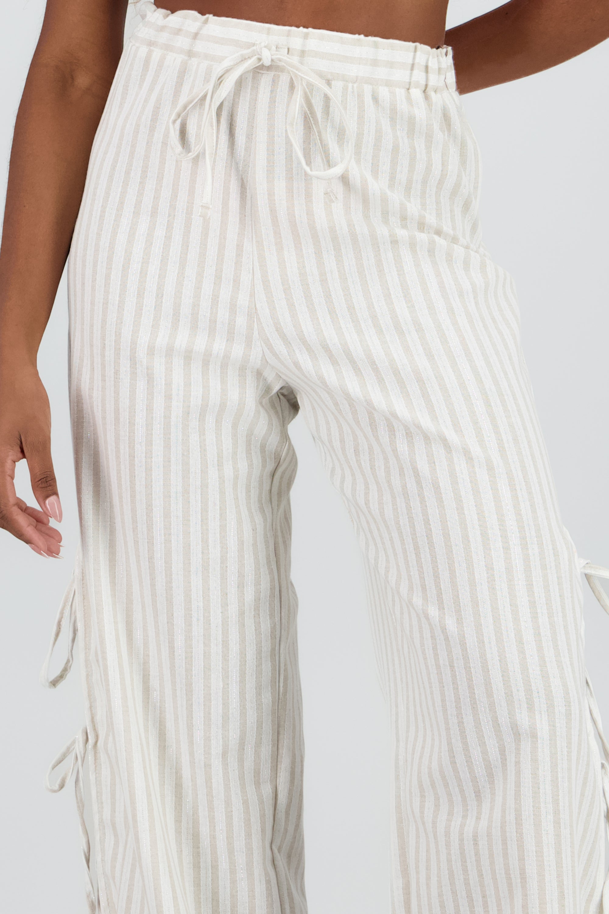 Pantalon fluido rayas BLANCO COMBO