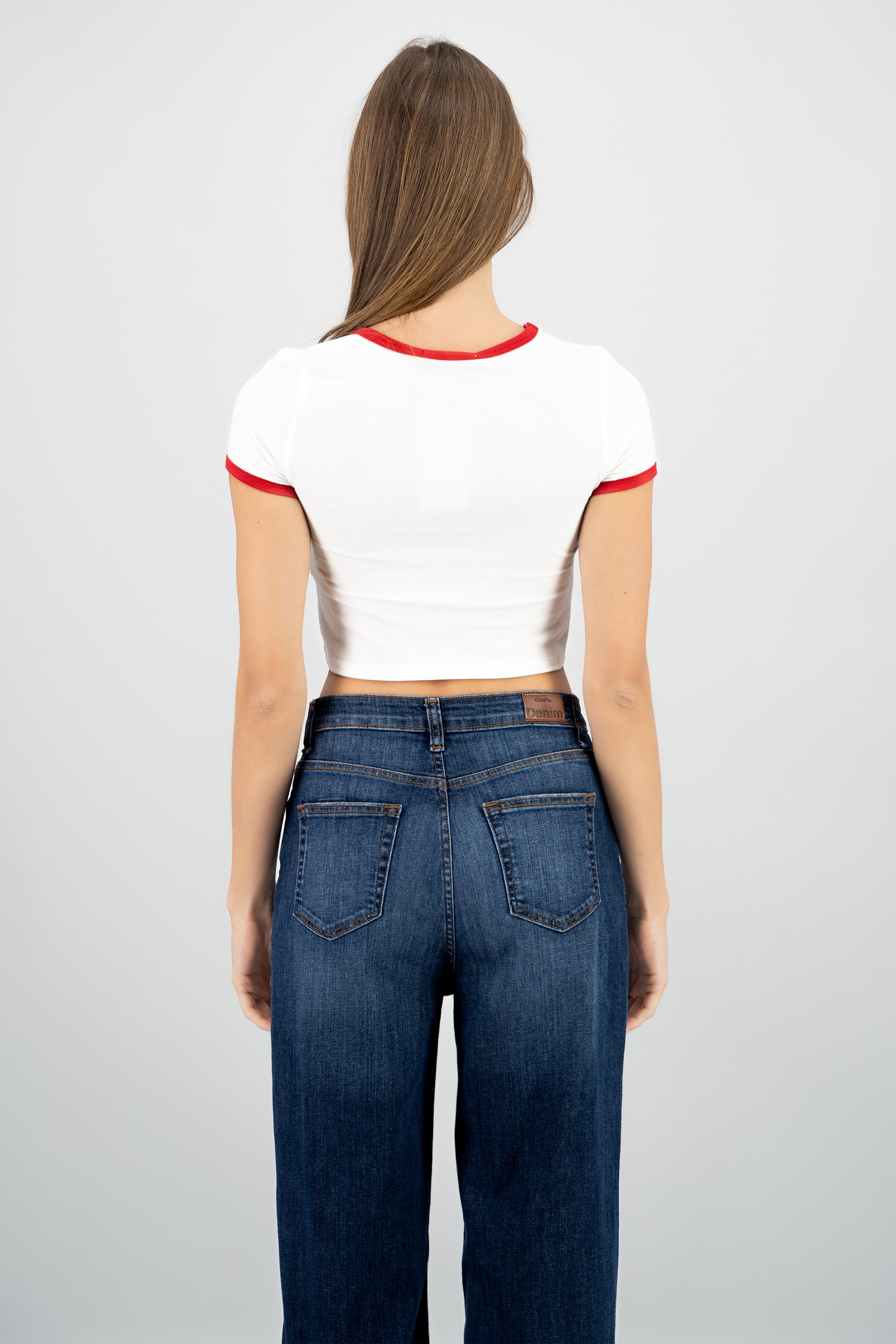 Playera contraste estampado osito BLANCO