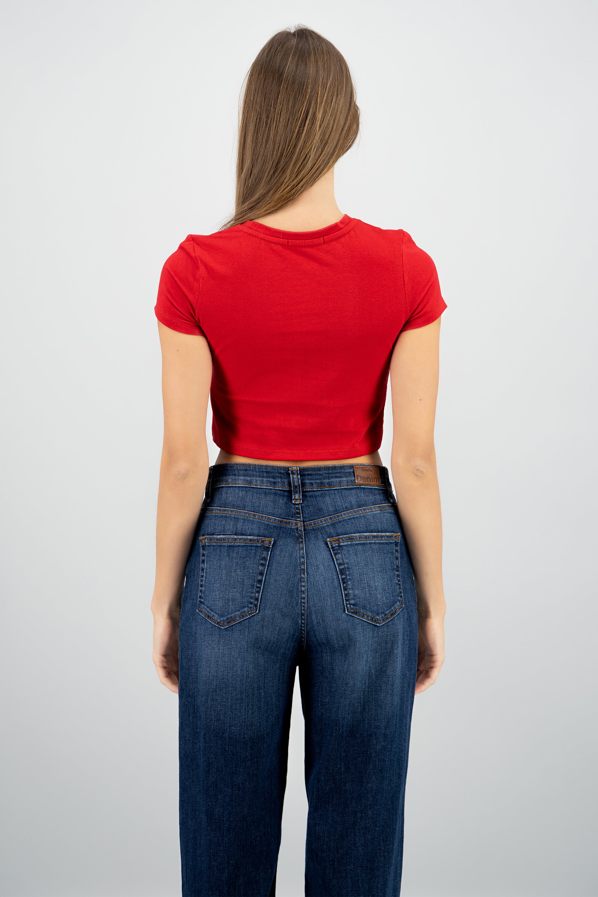 Playera crop estampado osito ROJO