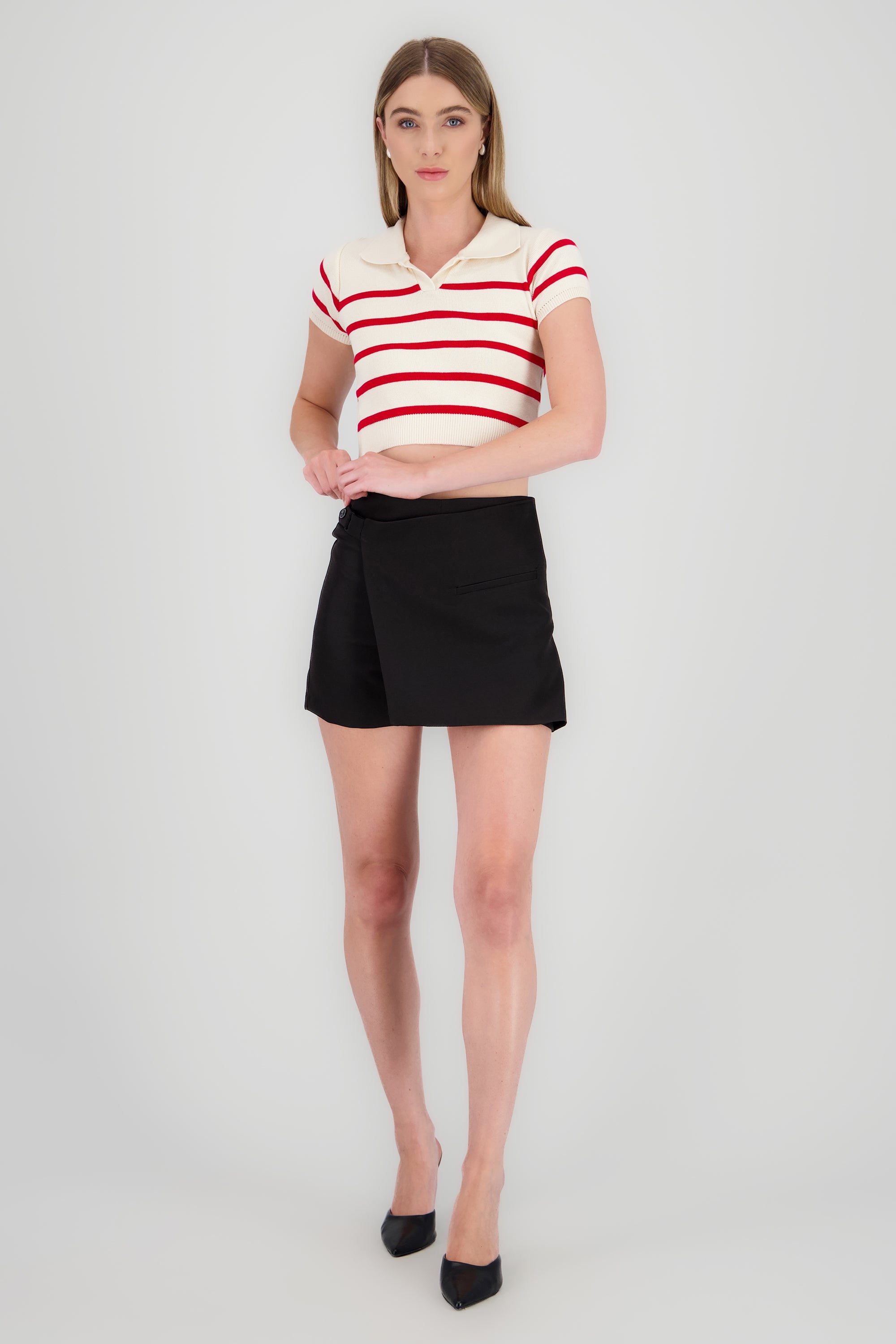 Falda short cruzado detalle vivo Hypsters NEGRO