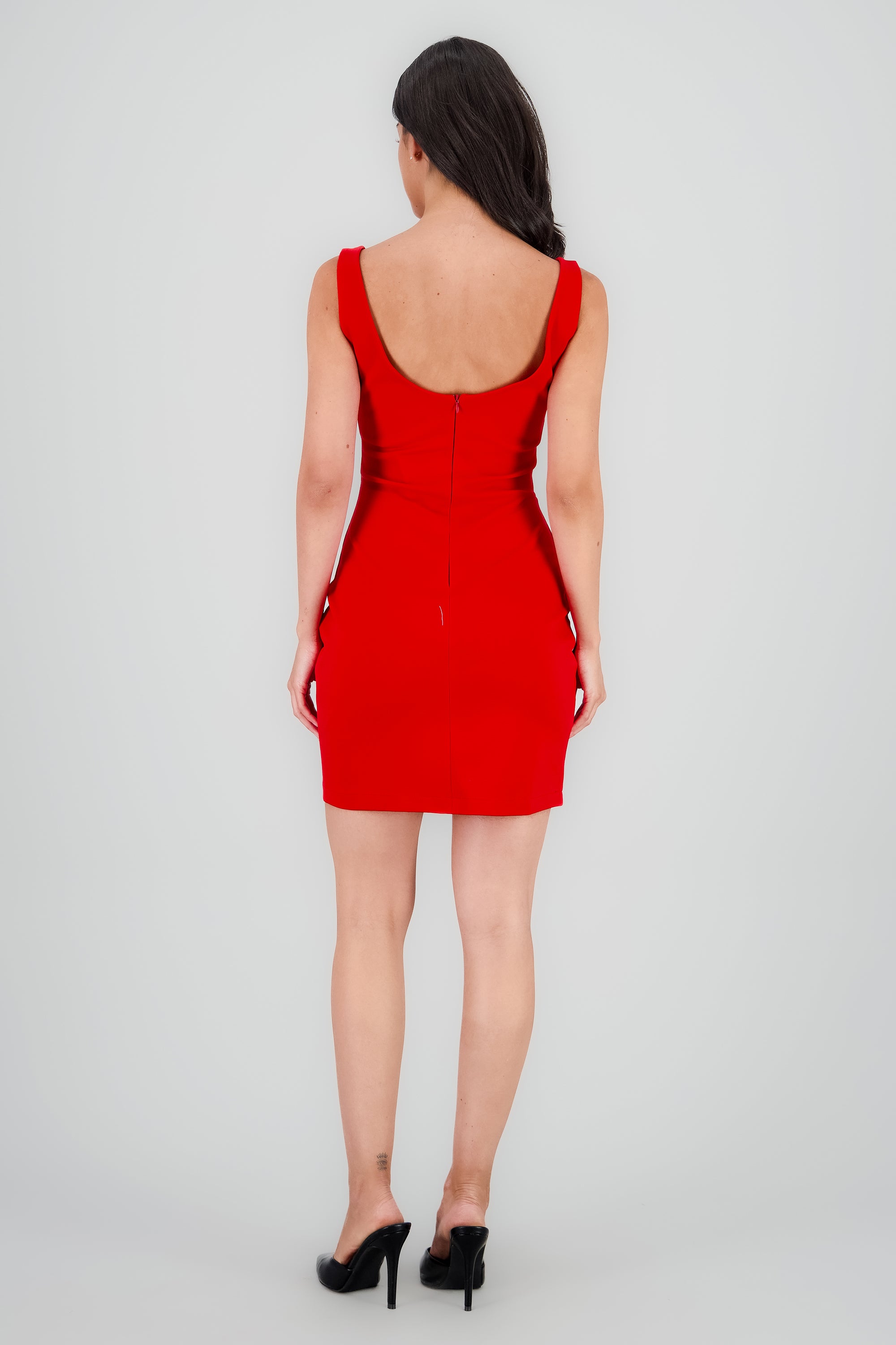 Vestido cortes liso ROJO