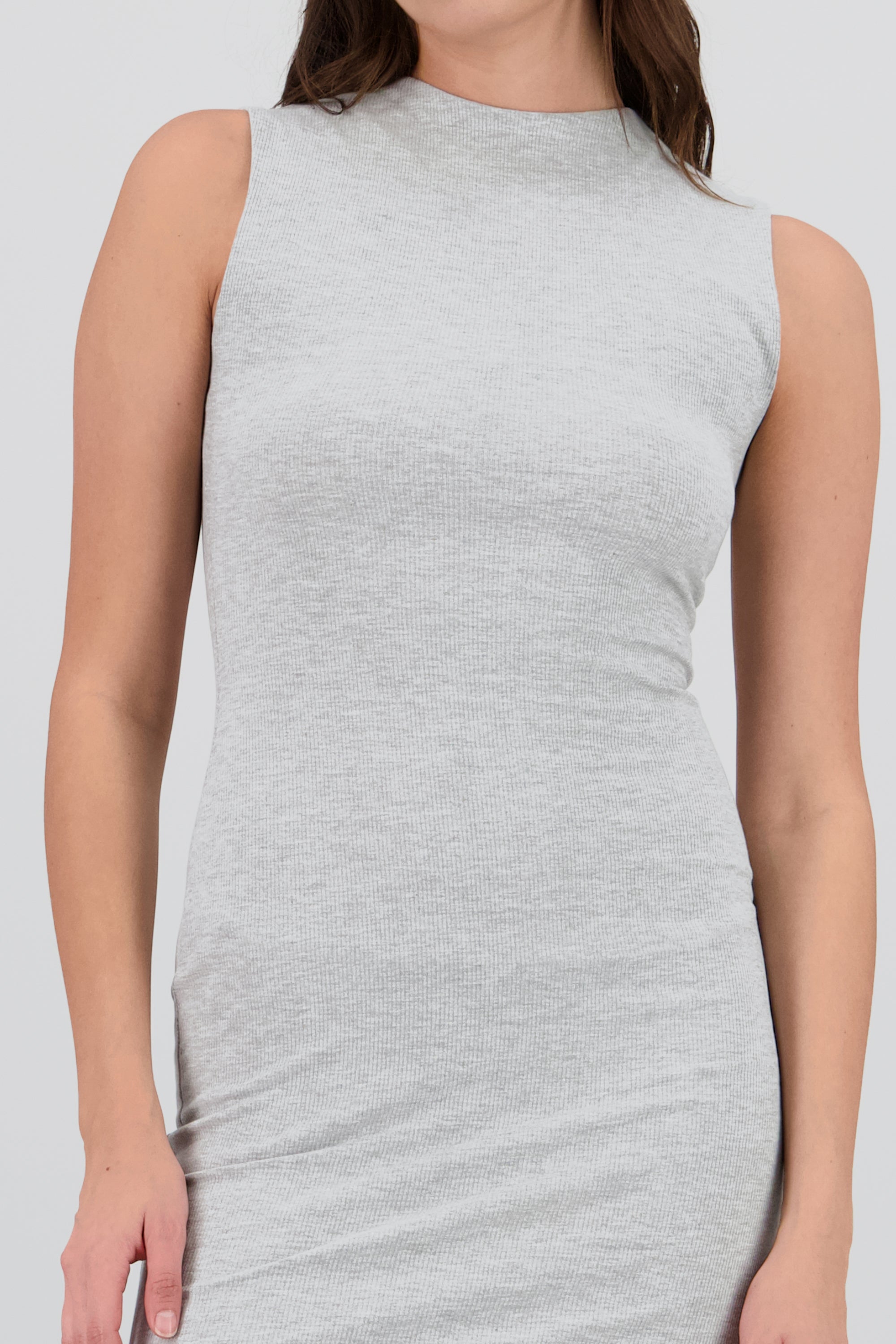 Vestido mini rib GRIS CLARO