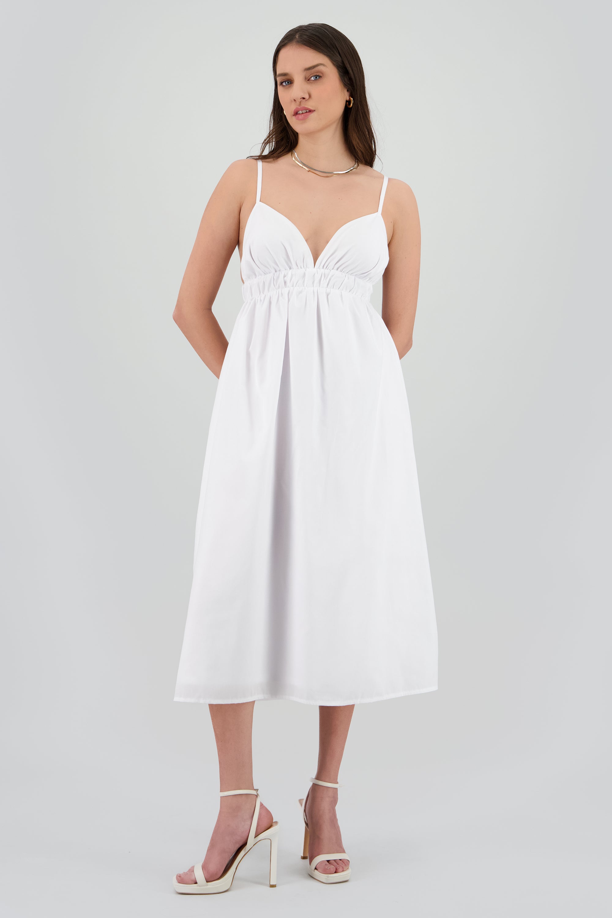 Vestido liso popelina BLANCO