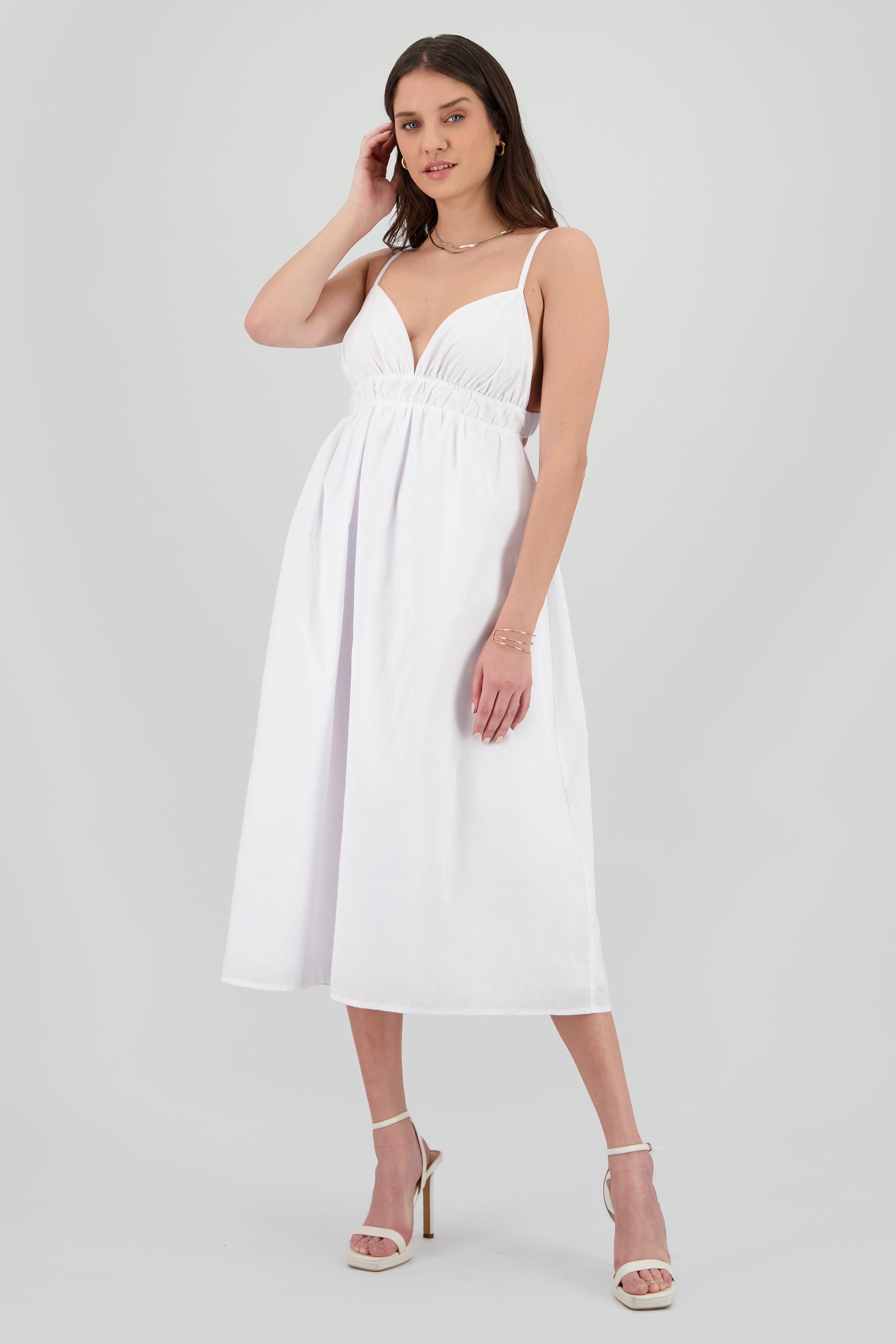 Vestido liso popelina BLANCO