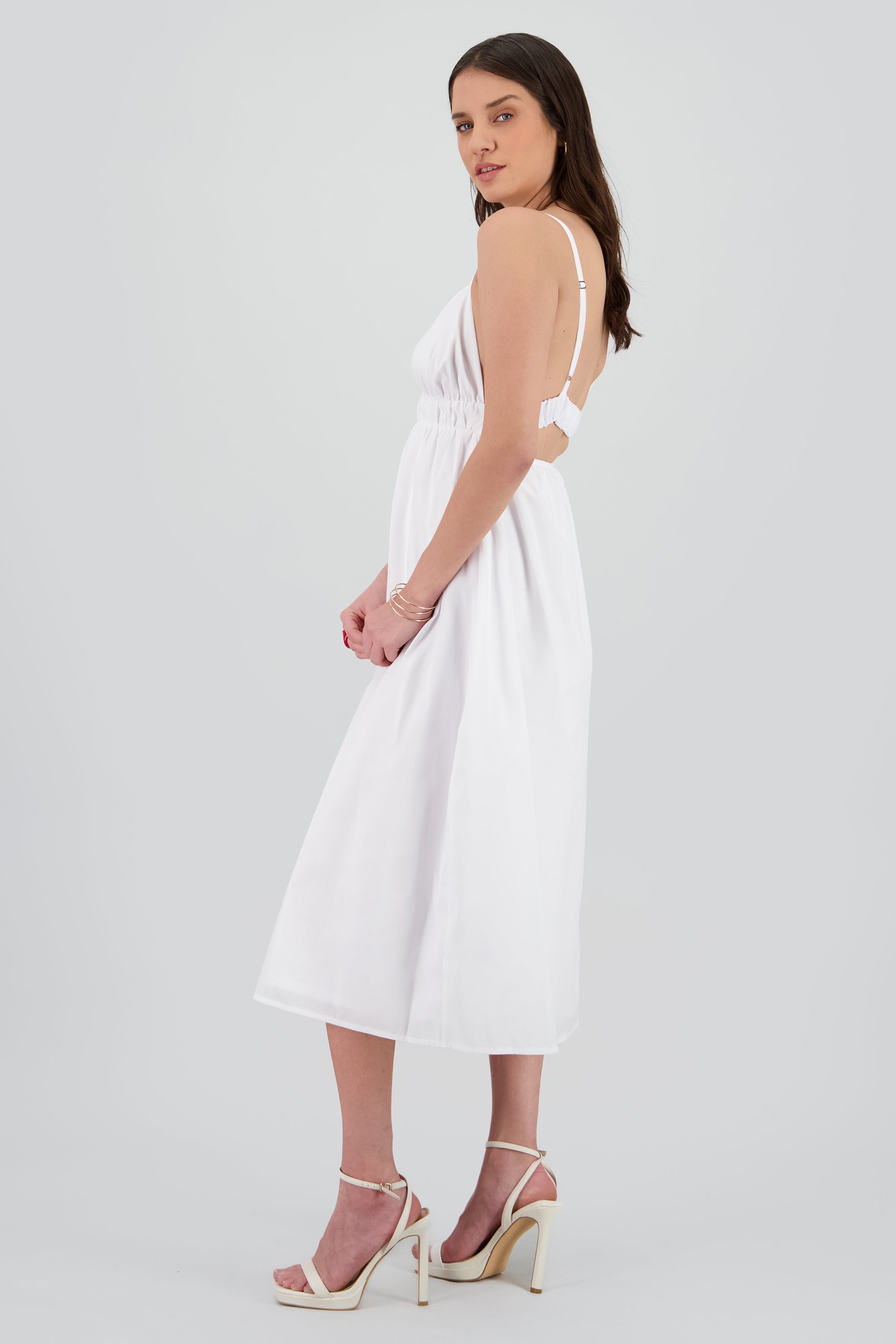 Vestido liso popelina BLANCO