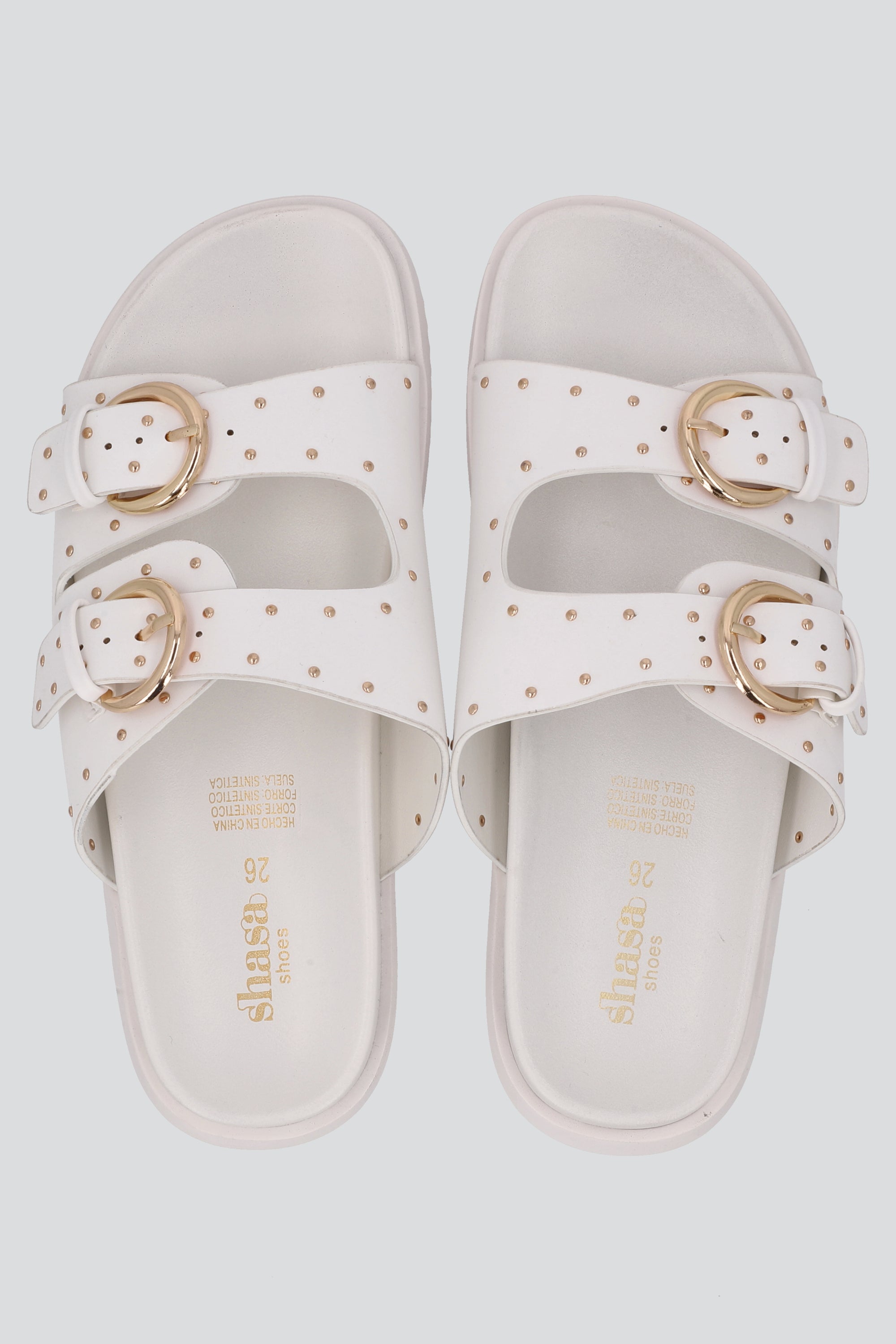 Sandalia plataforma hebillas ministuds BLANCO