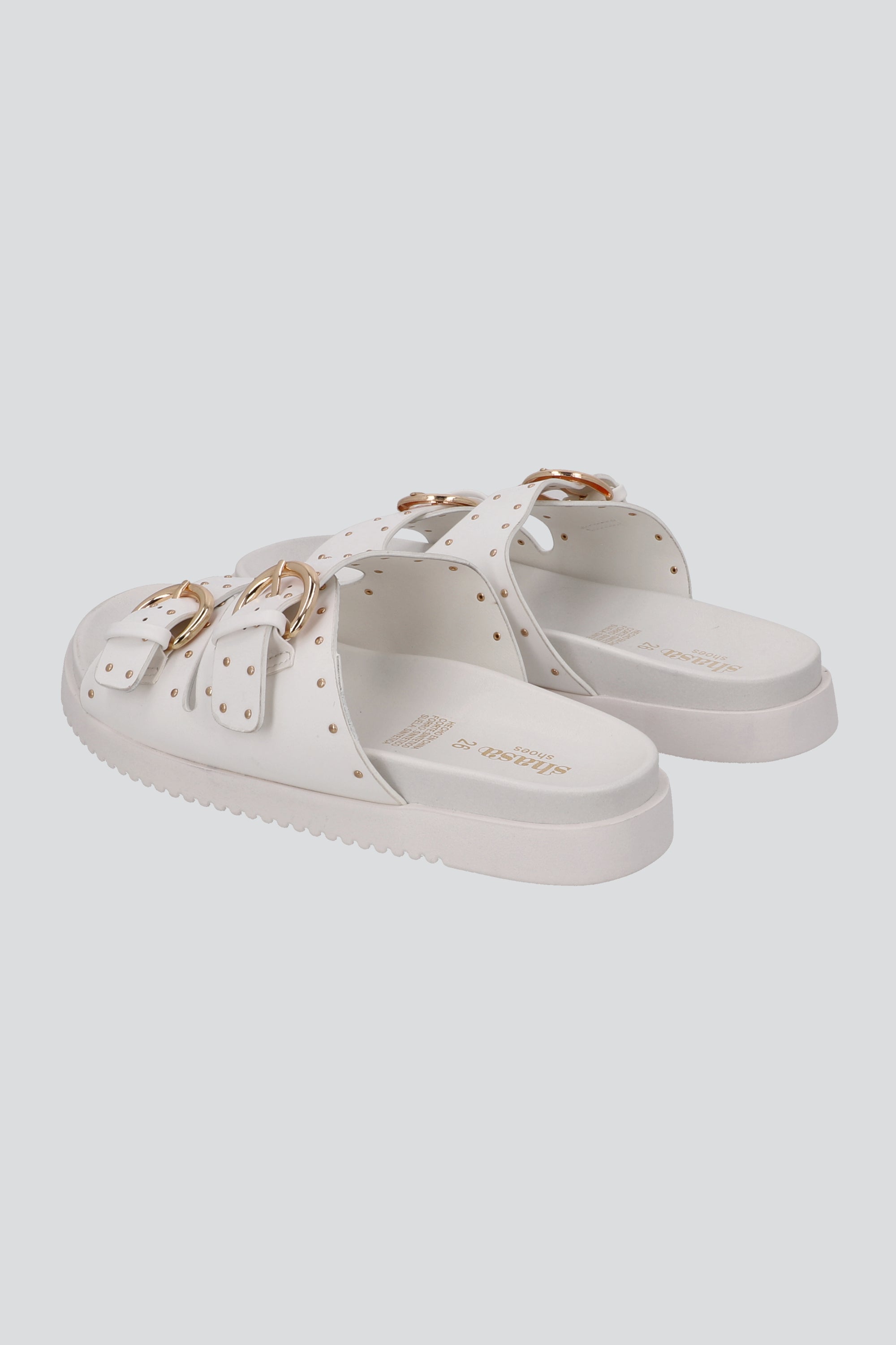 Sandalia plataforma hebillas ministuds BLANCO