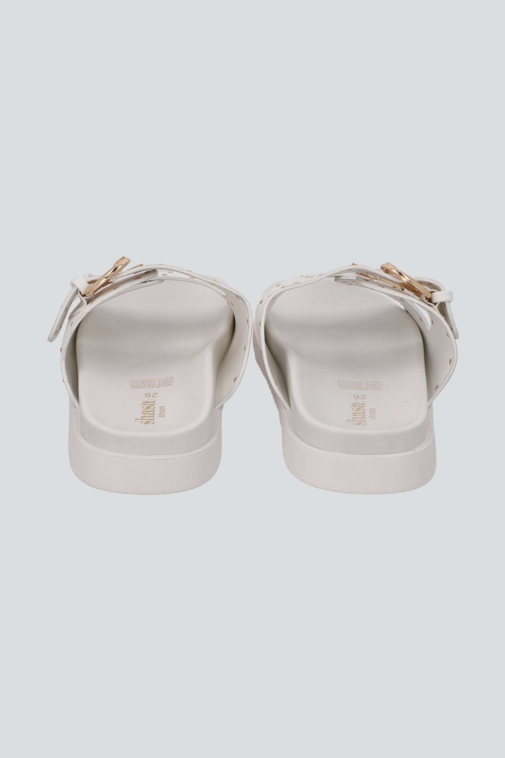 Sandalia plataforma hebillas ministuds BLANCO