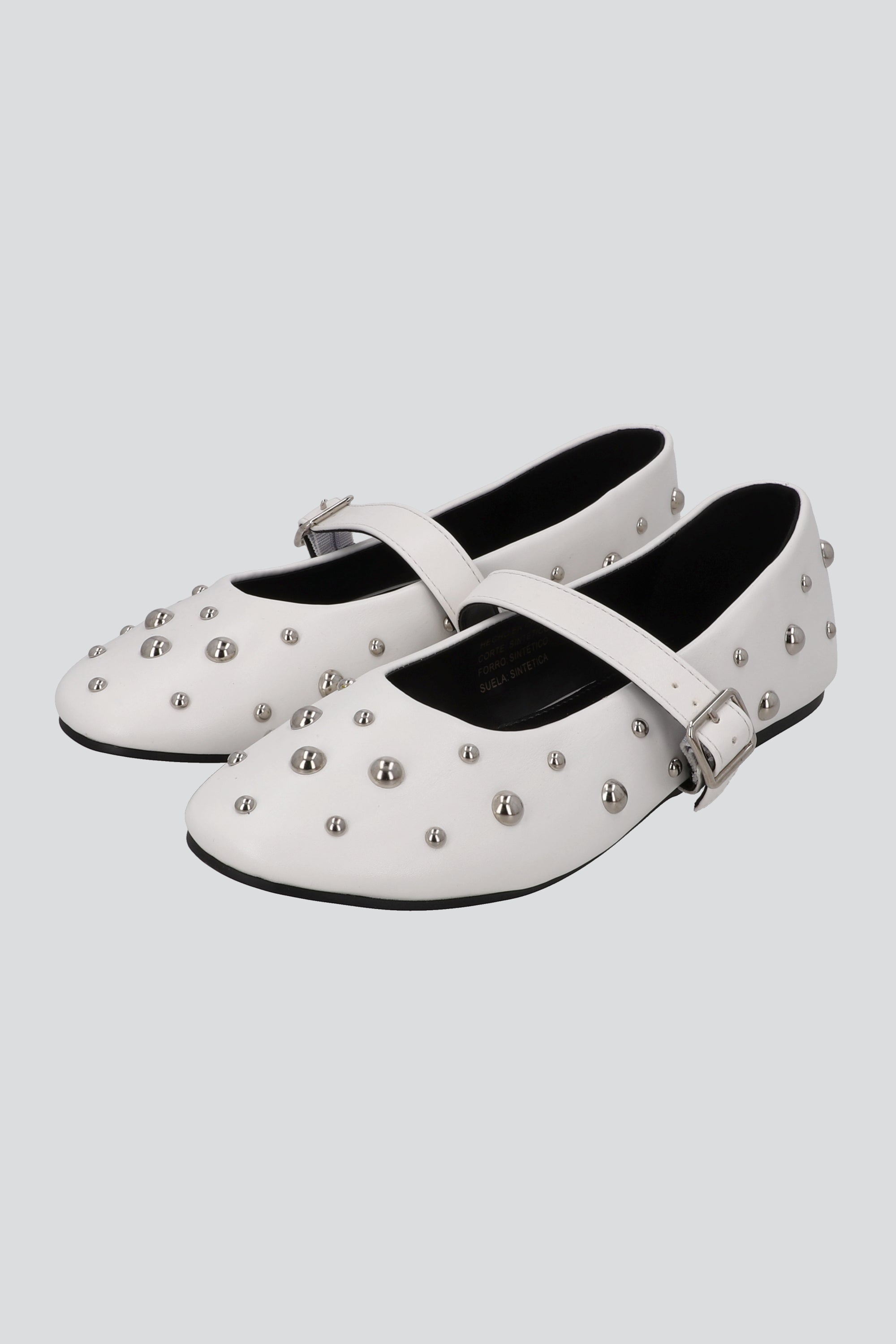 Flats mary jane studs bolas 3D BLANCO