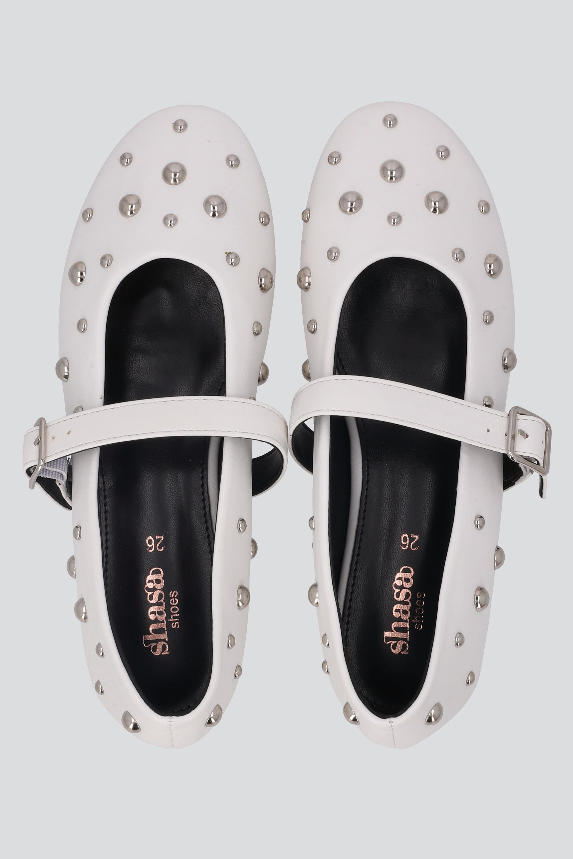 Flats mary jane studs bolas 3D BLANCO