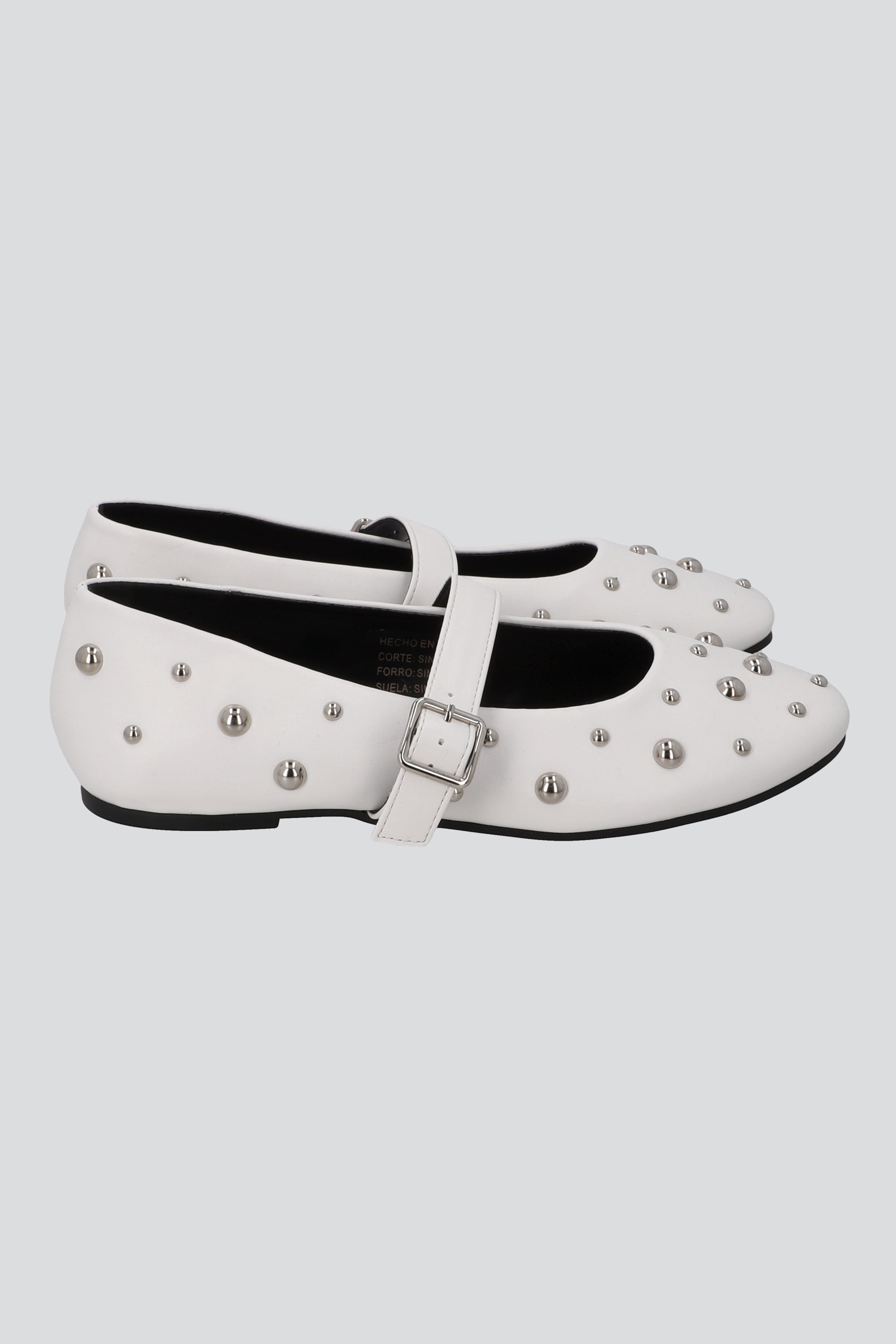 Flats mary jane studs bolas 3D BLANCO