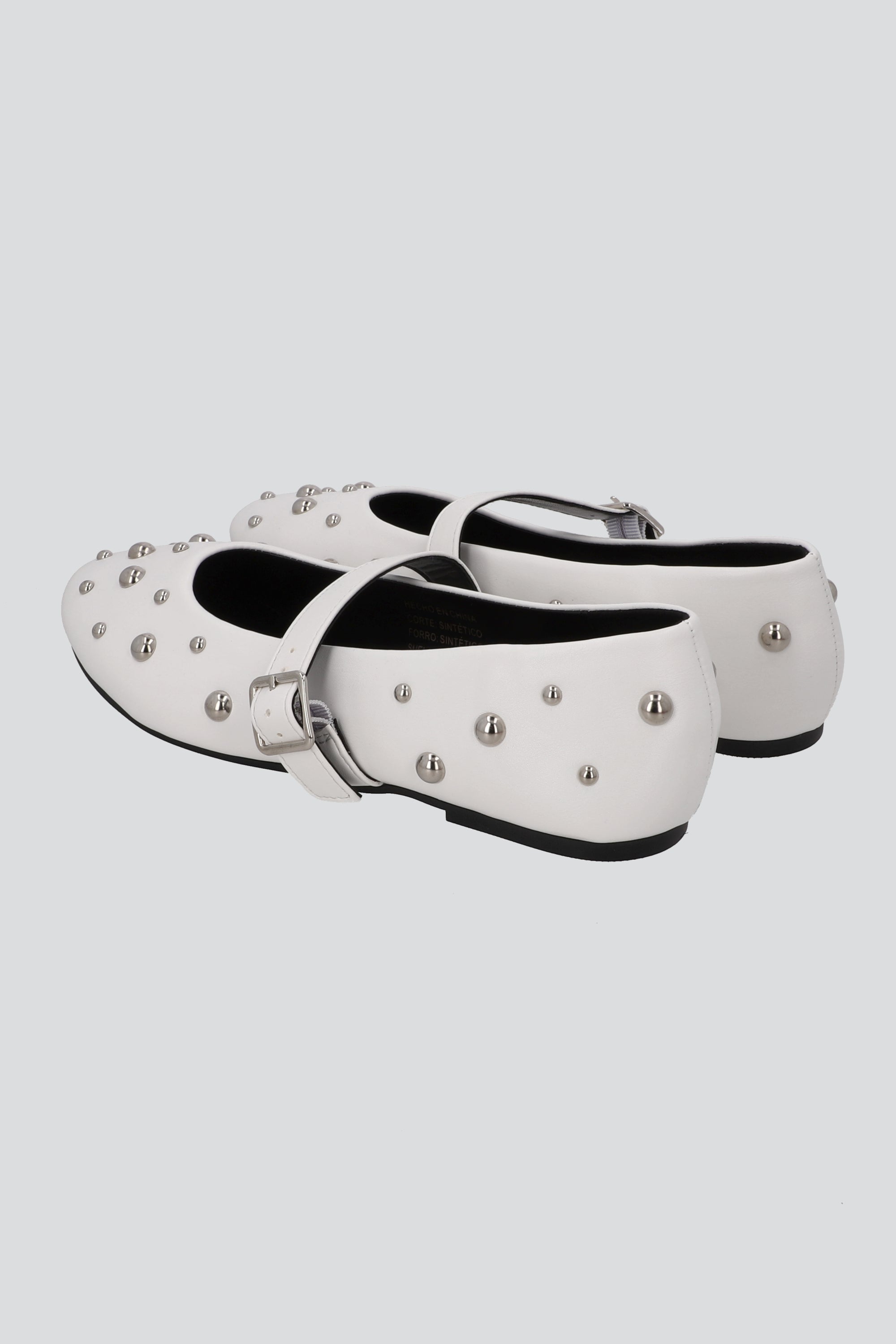 Flats mary jane studs bolas 3D BLANCO