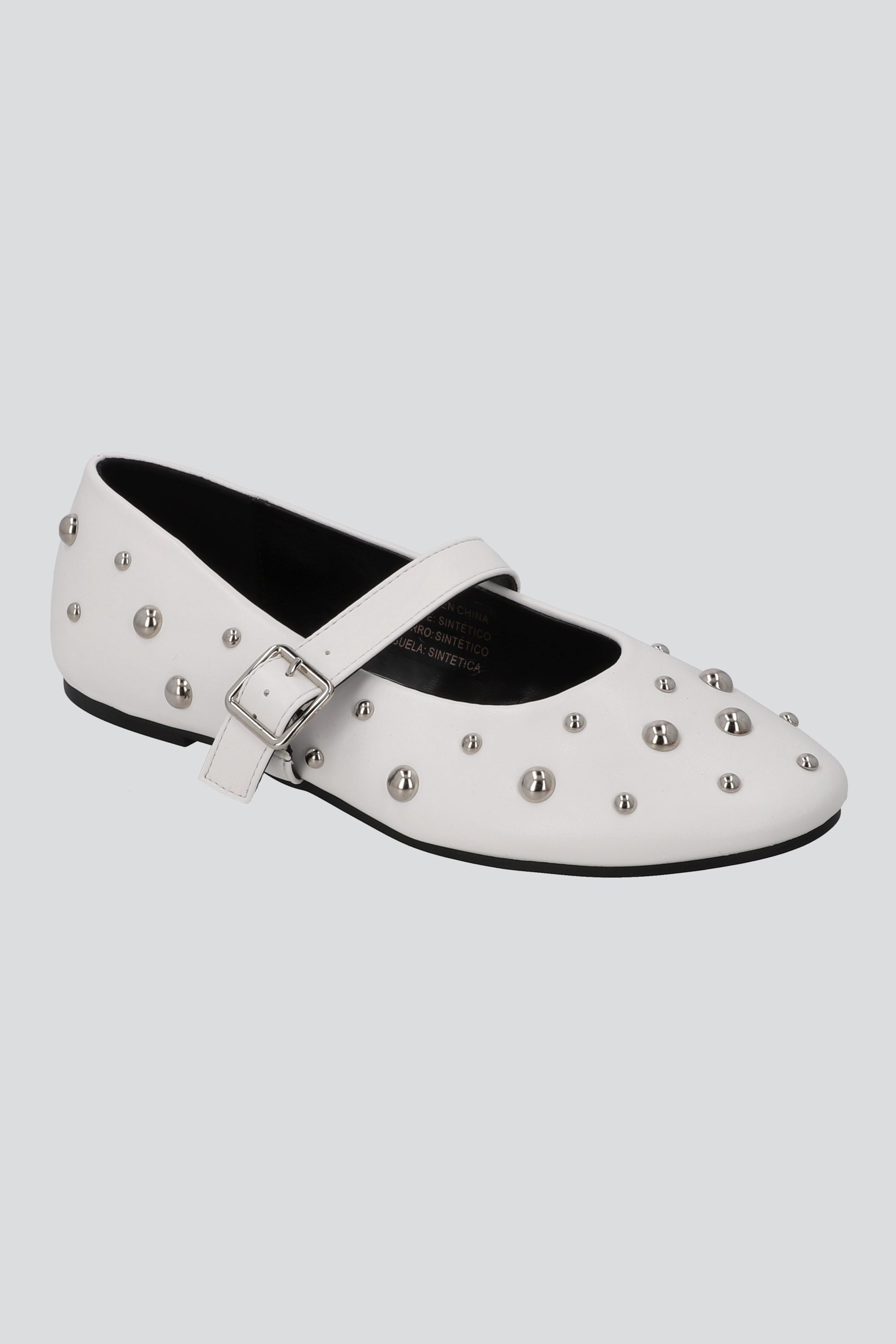 Flats mary jane studs bolas 3D BLANCO