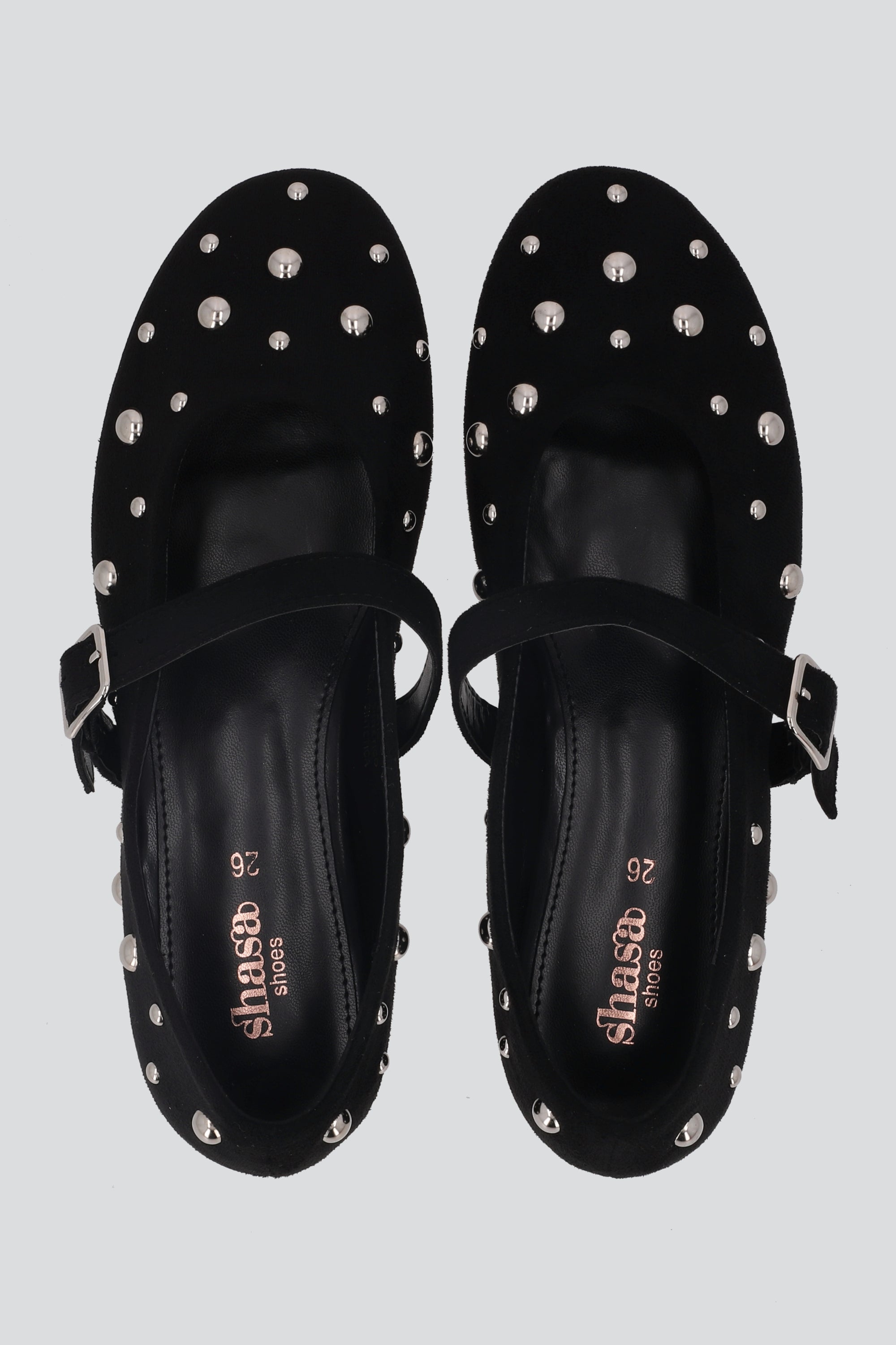 Flats mary jane studs bolas 3D NEGRO