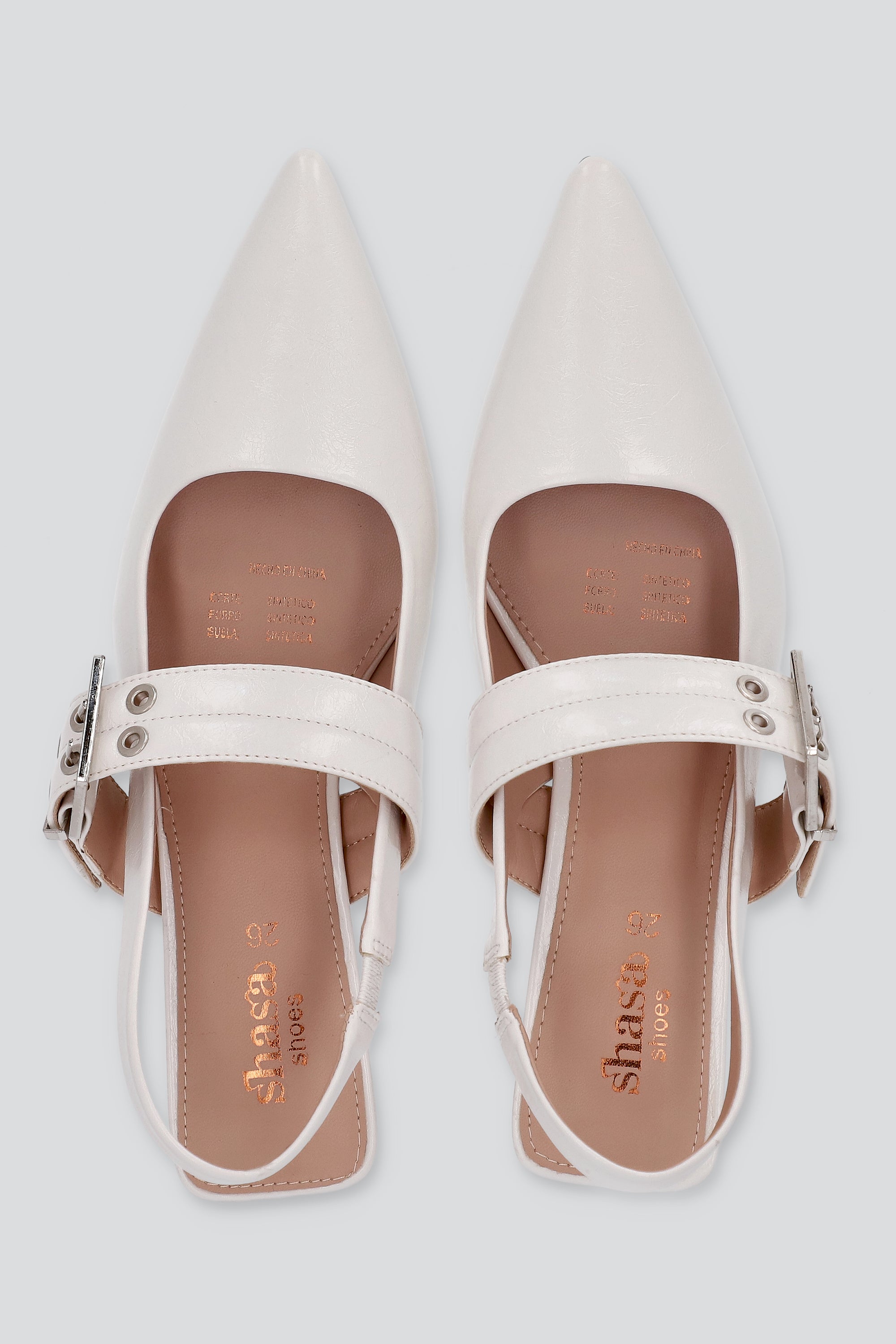 Tacón puntal kitten slingback hebilla BLANCO