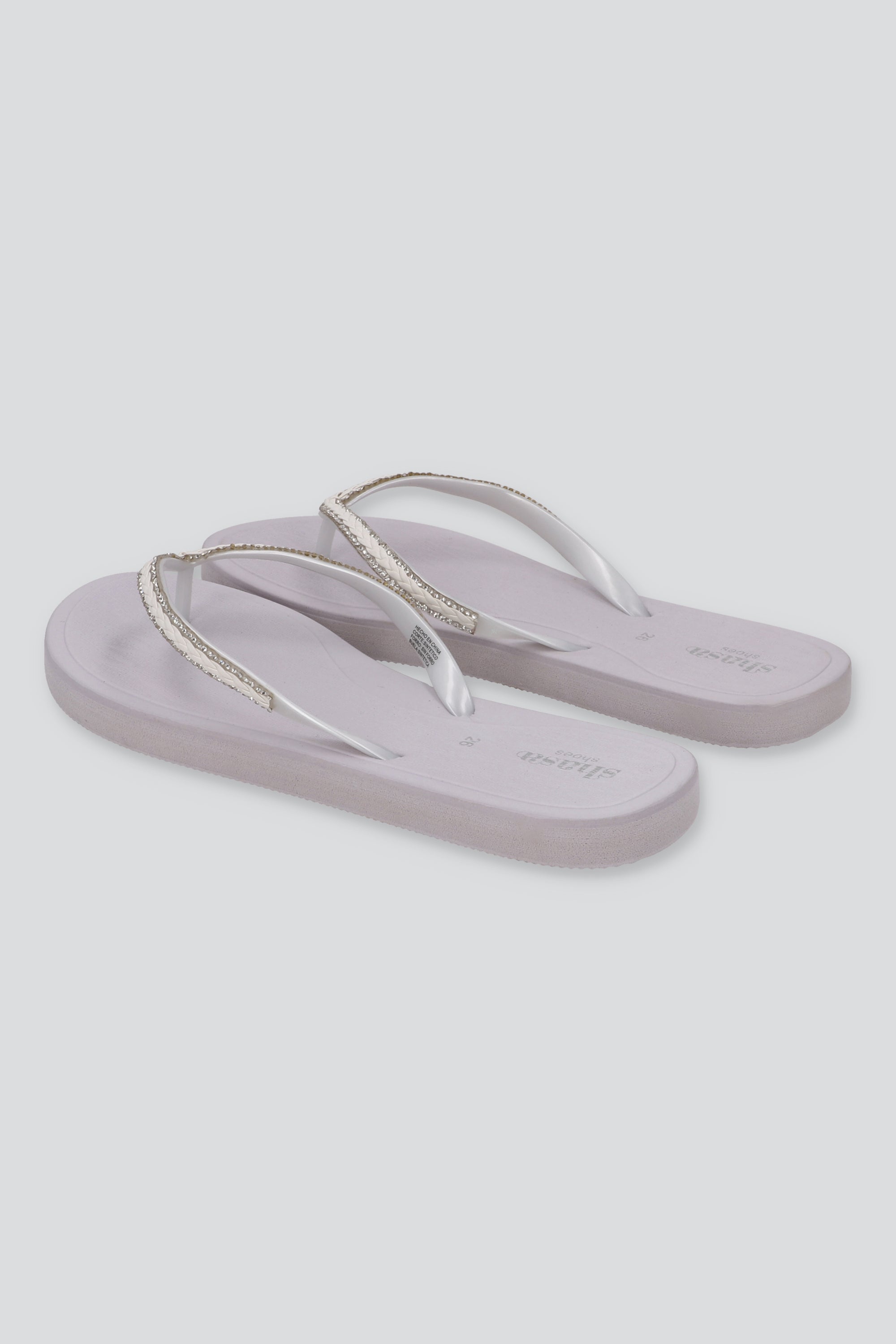 FLIP FLOP CHINELA TRENZA BRILLOS BLANCO