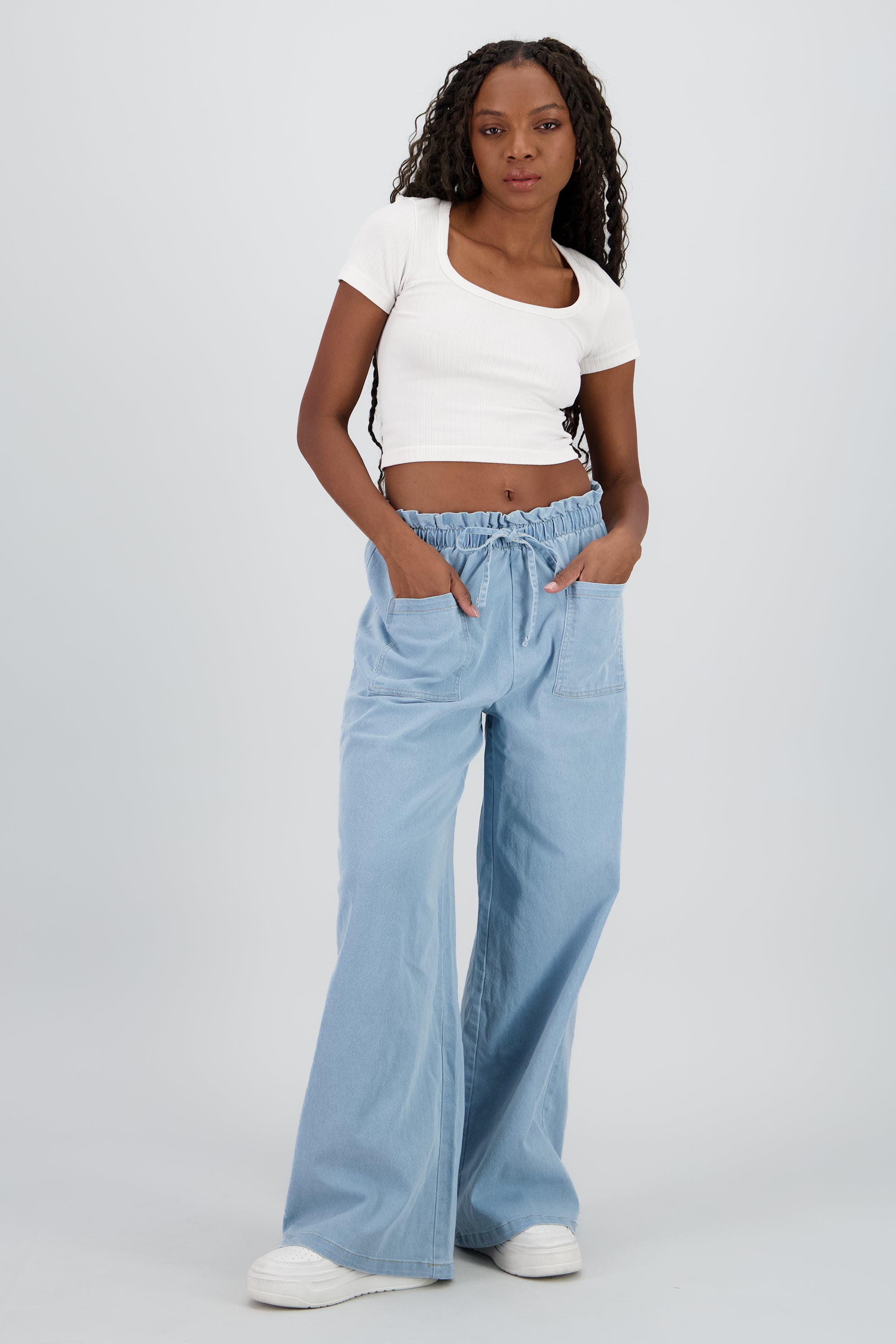 Pantalones denim wide leg MEDIUM WASH