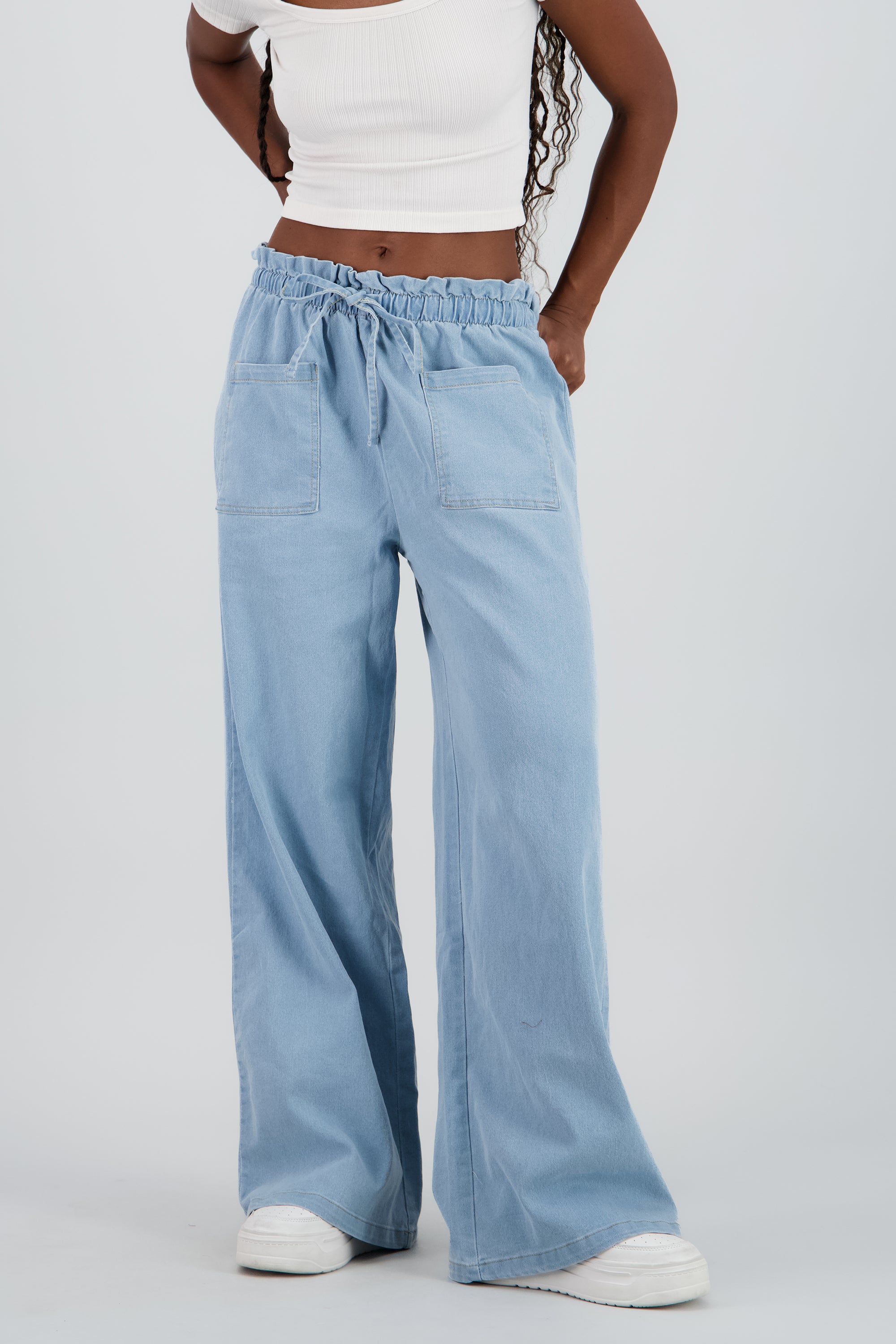 Pantalones denim wide leg MEDIUM WASH