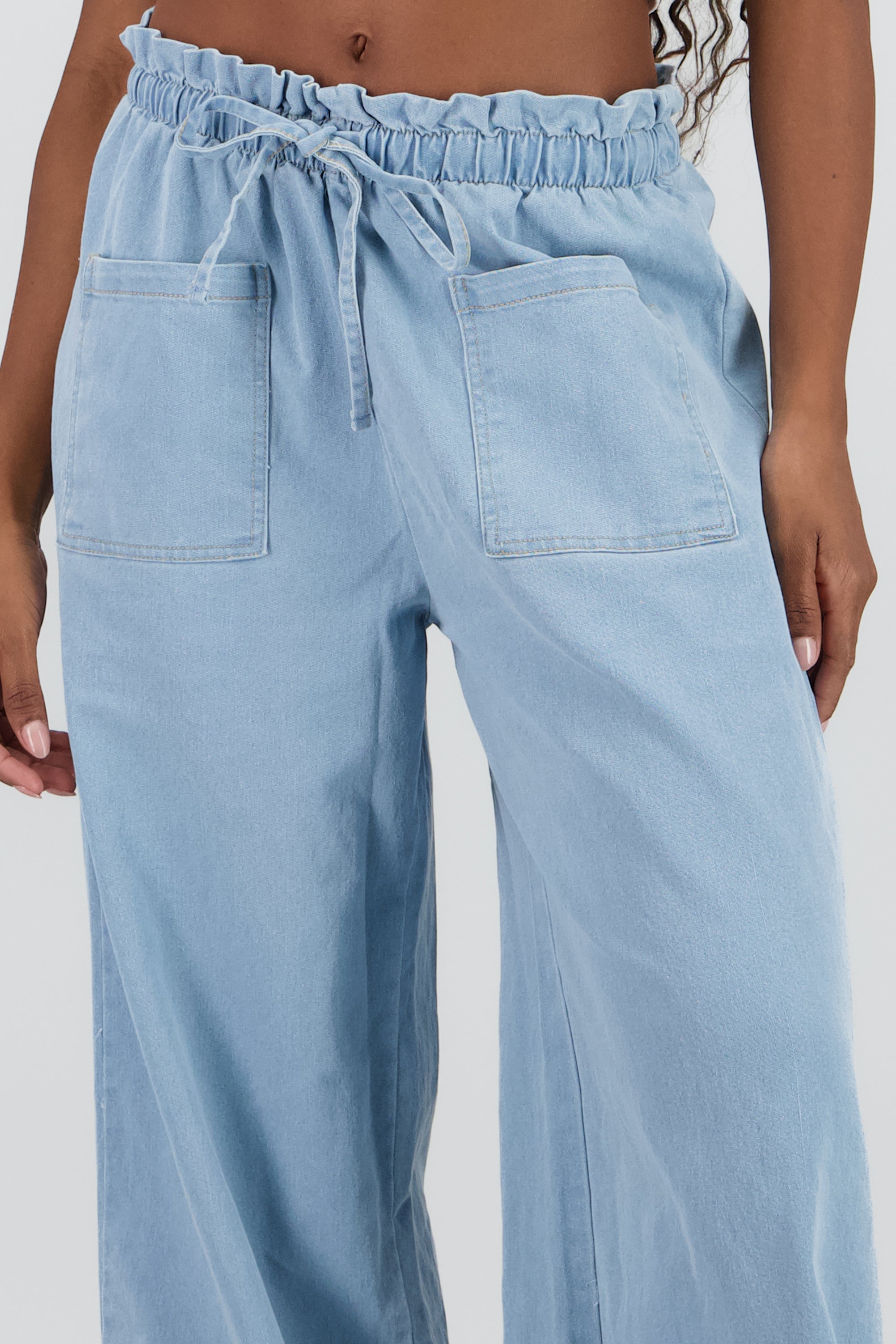 Pantalones denim wide leg MEDIUM WASH