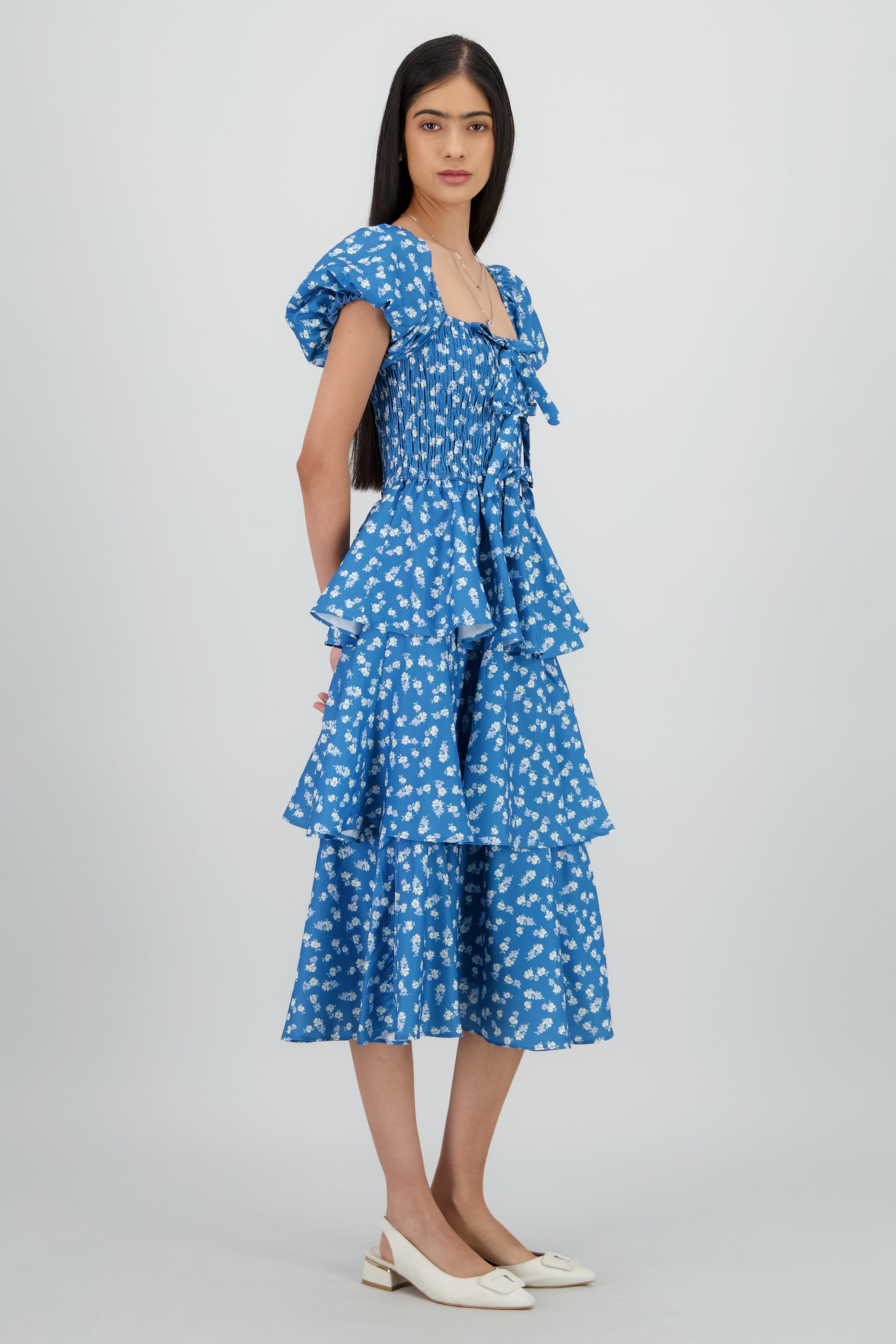 Vestido maxi capas flores MARINO