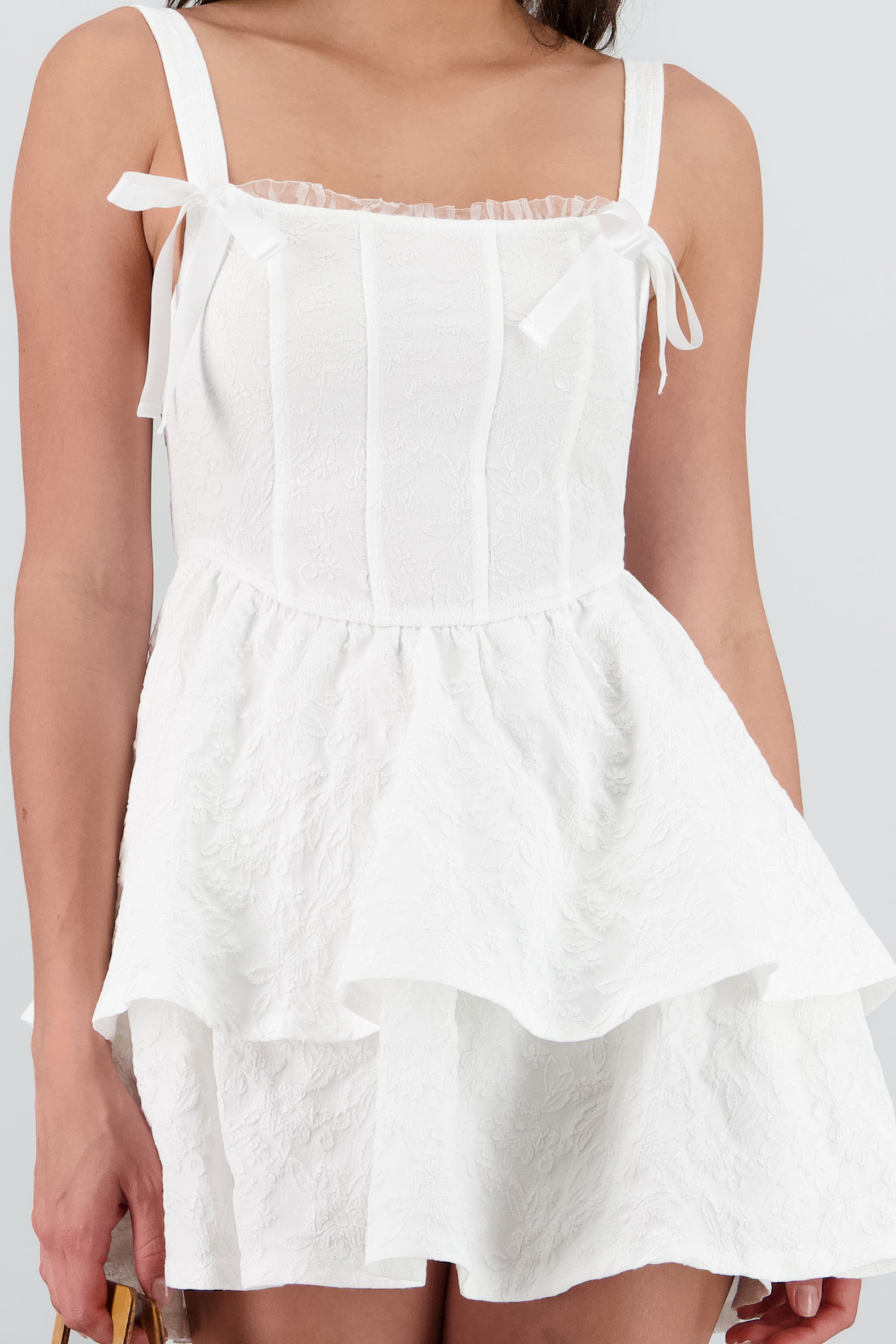 Vestido liso textura monos BLANCO