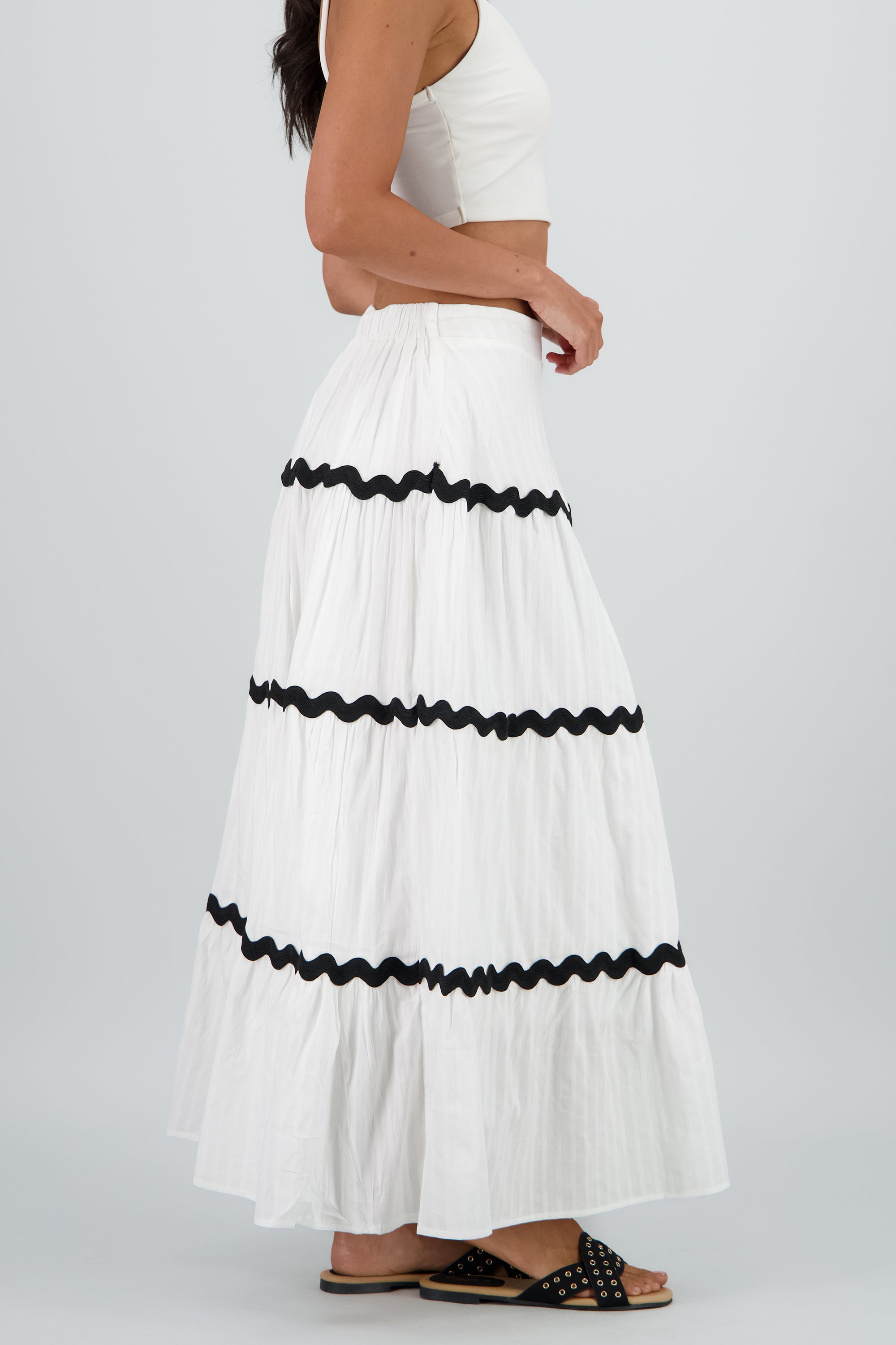 Falda maxi detalle contraste BLANCO COMBO