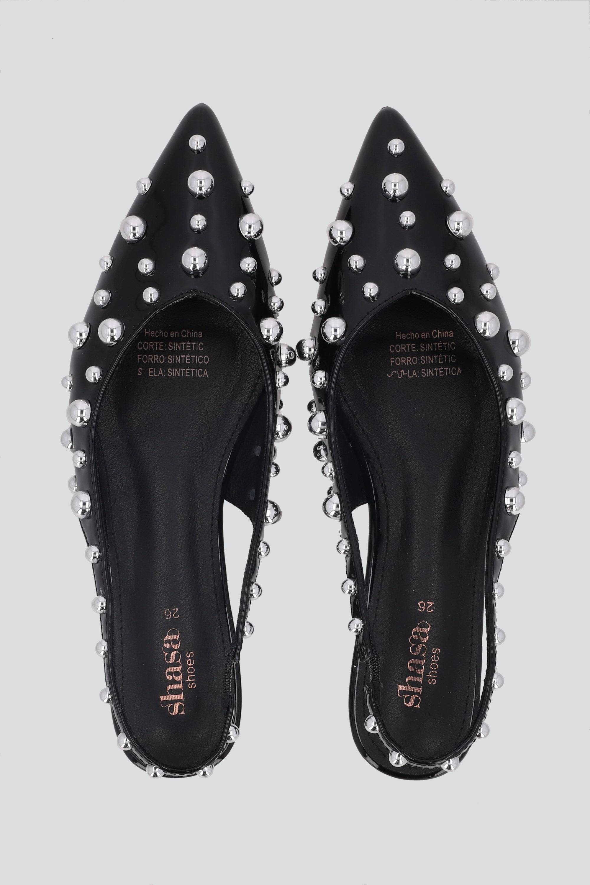 Flats studs pointy NEGRO