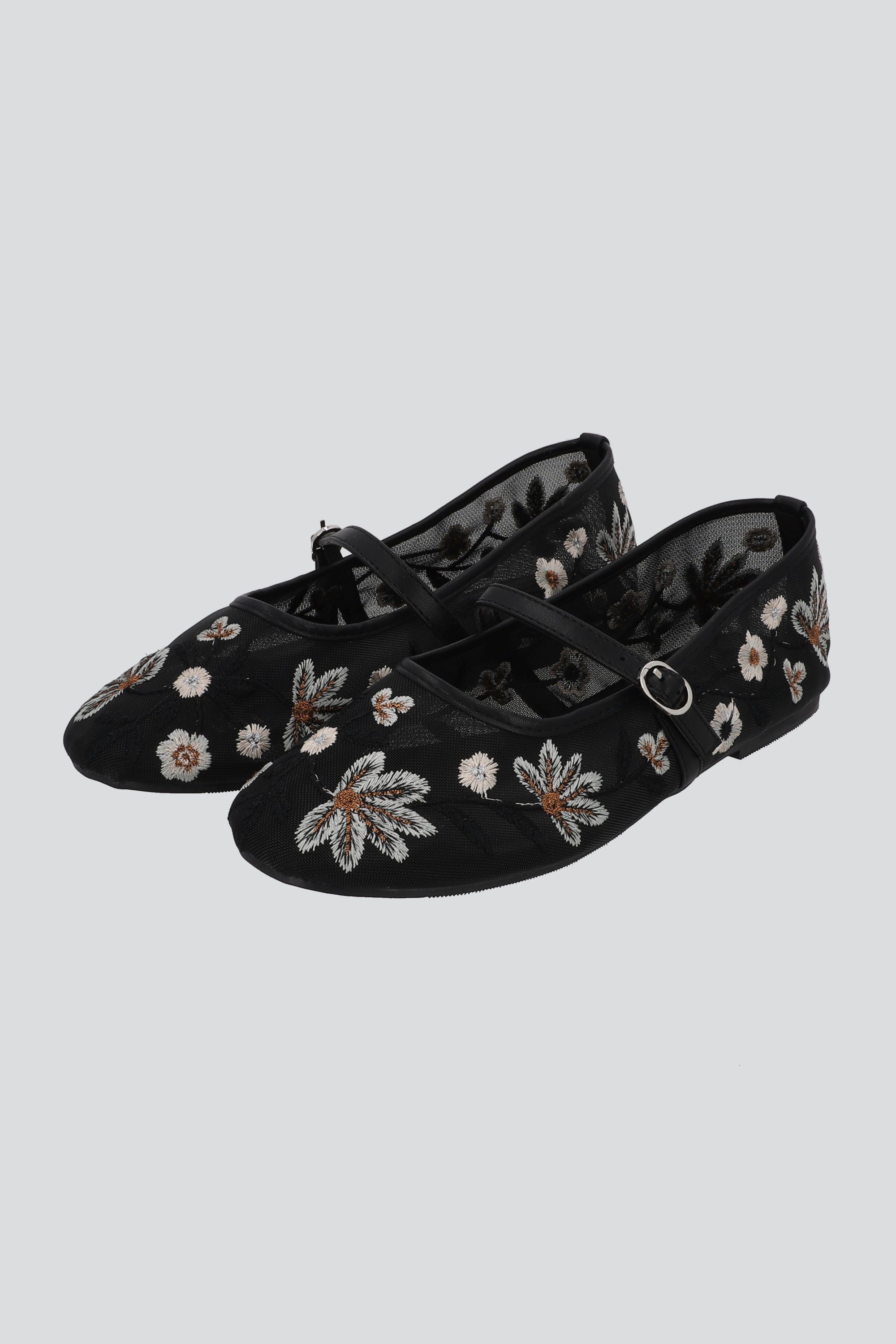 FLATS BORDADOS FLORAL NEGRO