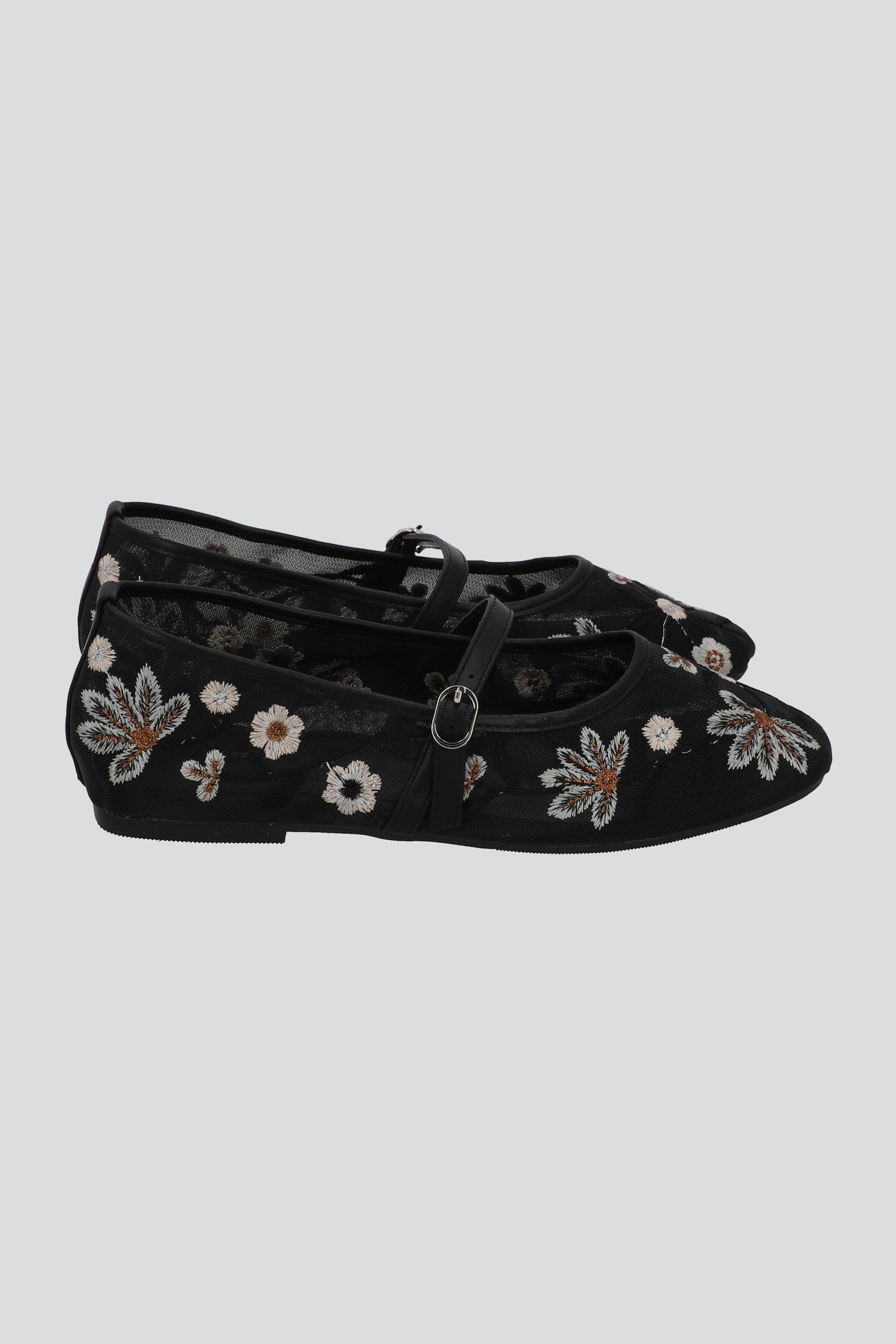 FLATS BORDADOS FLORAL NEGRO