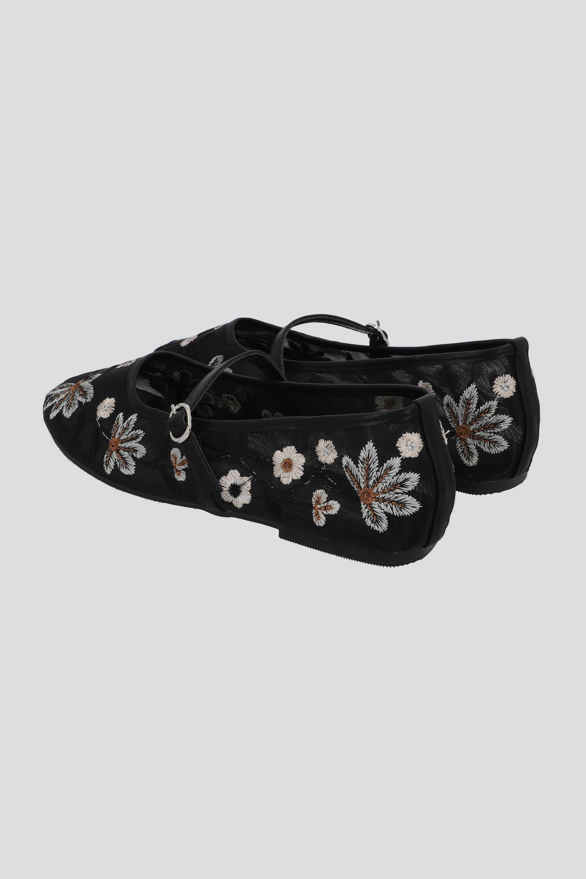 FLATS BORDADOS FLORAL NEGRO
