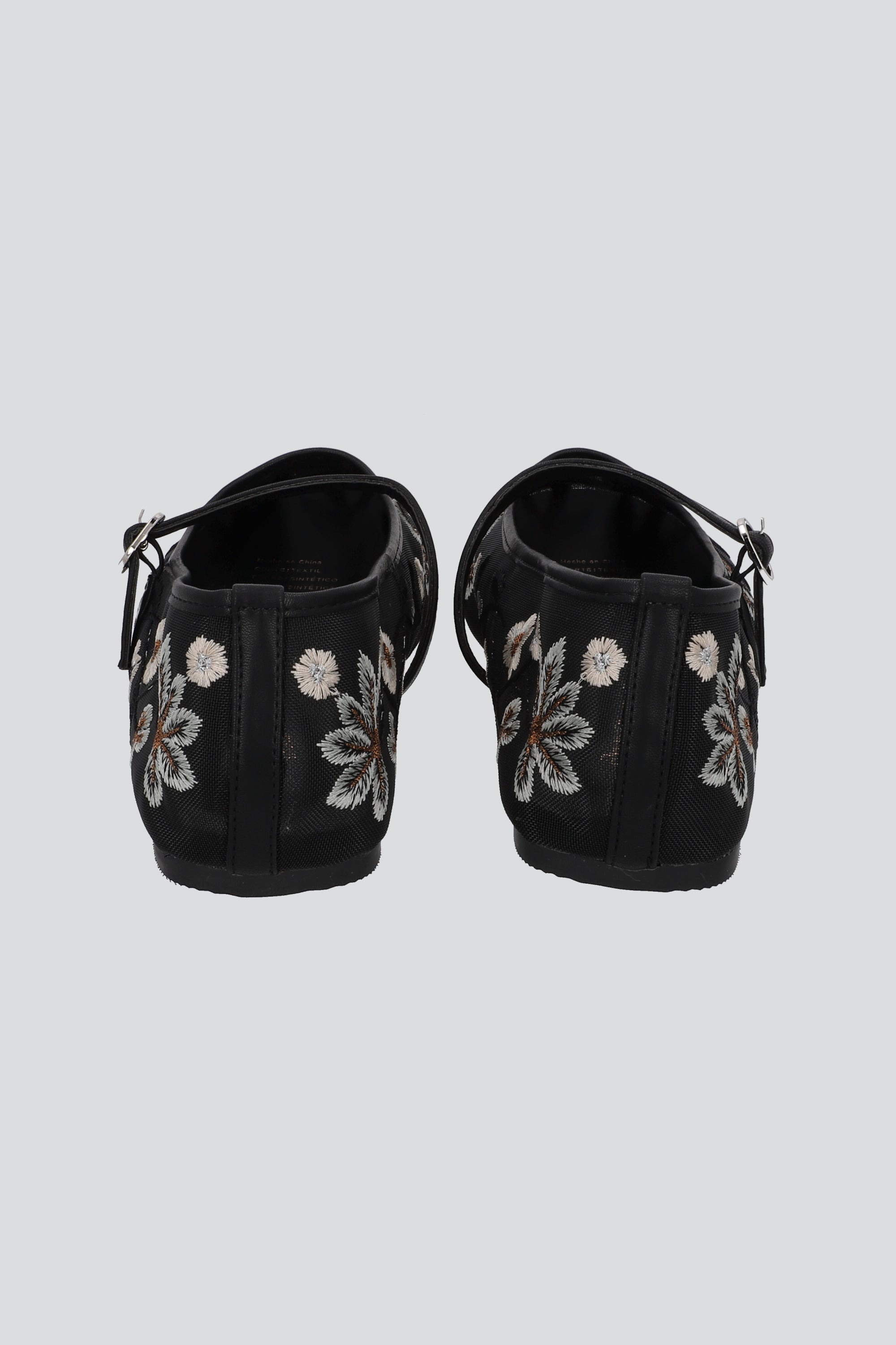 FLATS BORDADOS FLORAL NEGRO
