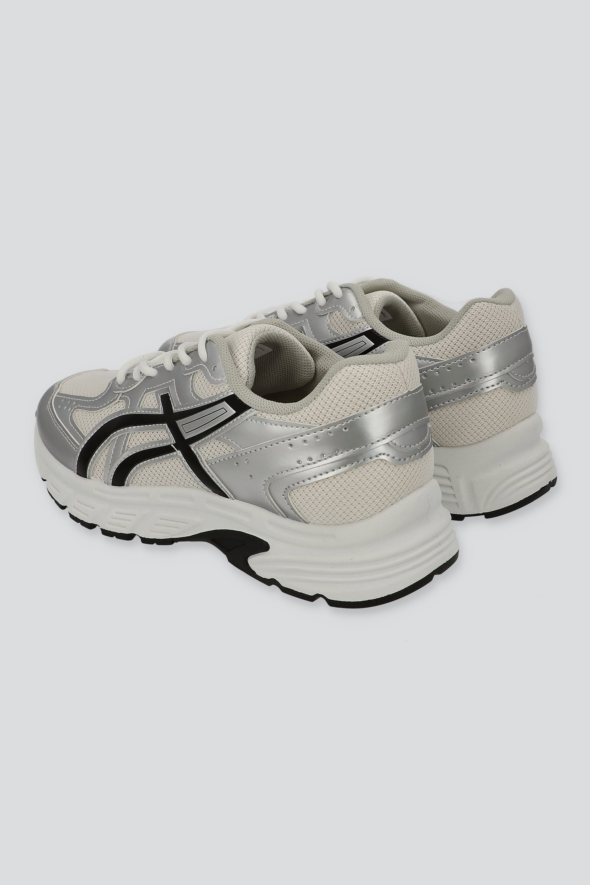 Tenis casual contraste materiales lineas NEGRO